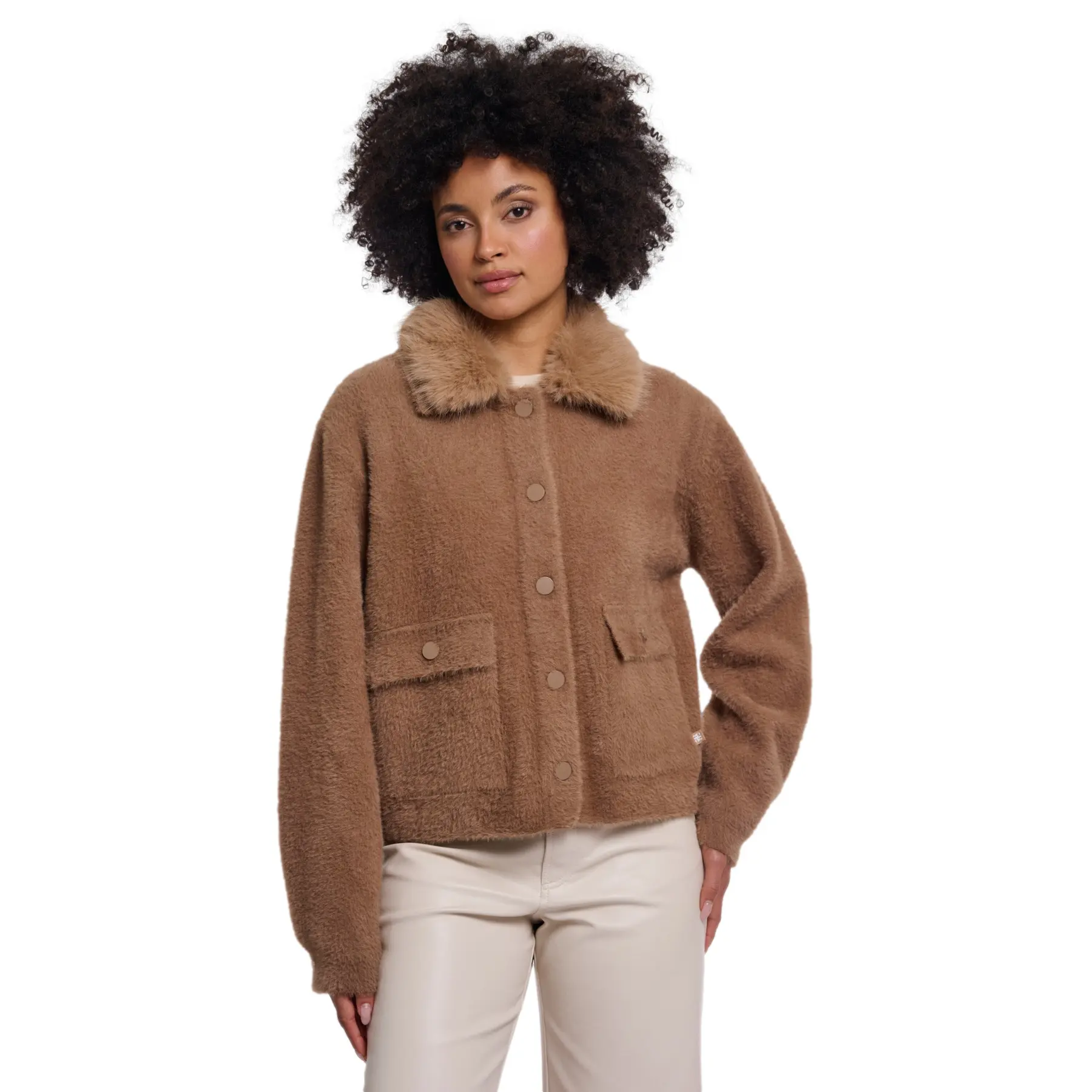 Rino & Pelle Women's Marron Removable Collar Jacket Nia