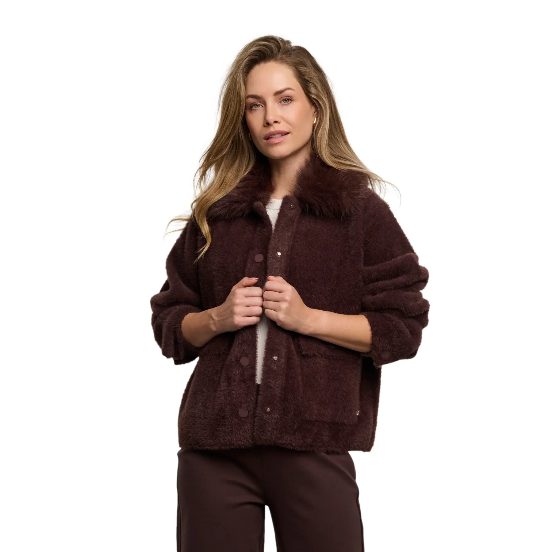 Rino & Pelle Women's Marron Removable Collar Jacket Nia