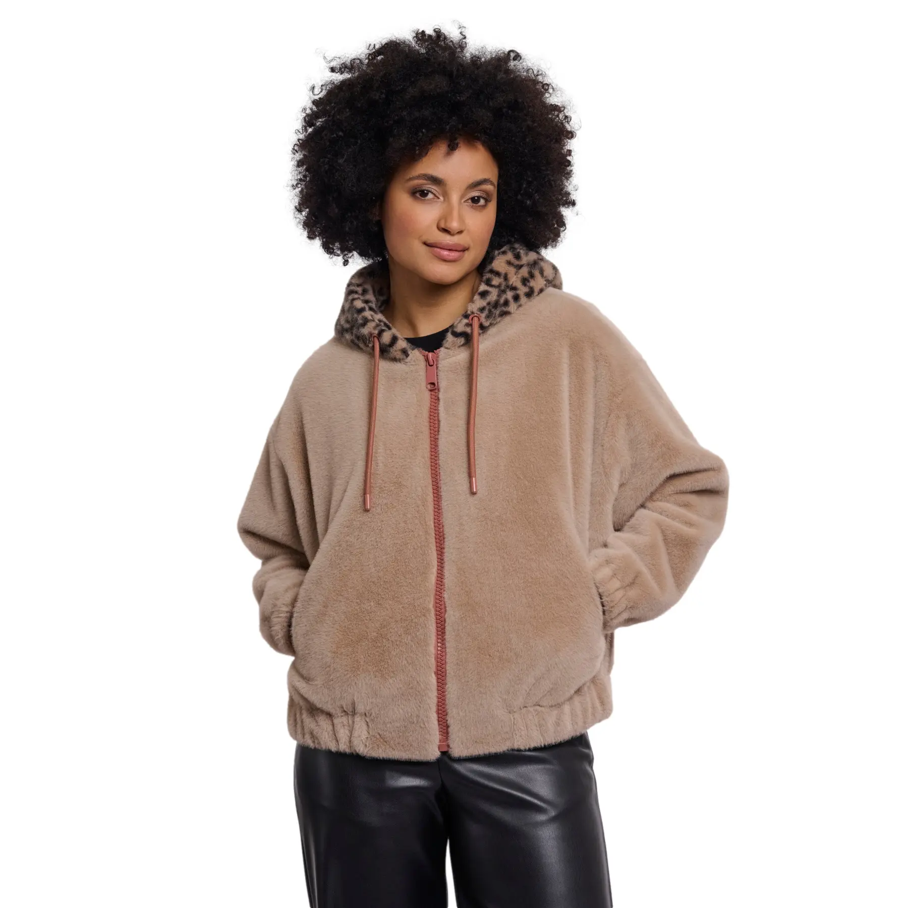 Rino & Pelle Women's Beige Hooded Jacket Ori