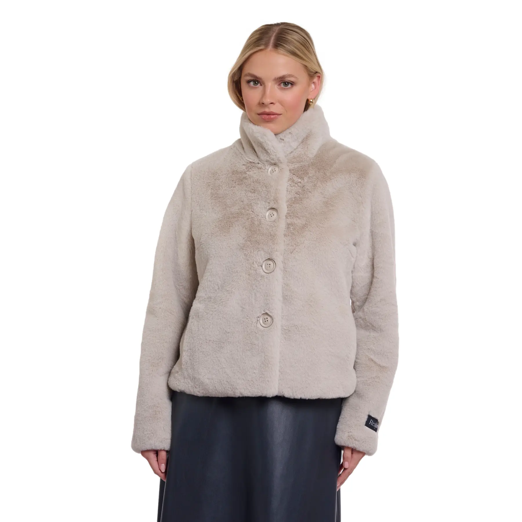 Rino & Pelle Damen Beige Kunstpelzjacke Vie