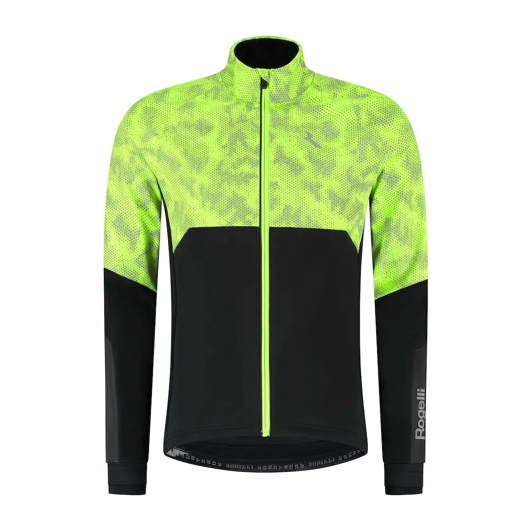 Rogelli HI VIS II Heren Hardloopjack - Reflecterend - Zwart/Fluor