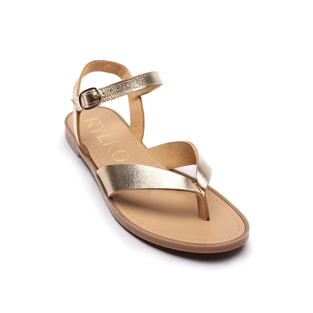 Infradito in pelle metallizzata di alta qualità donna