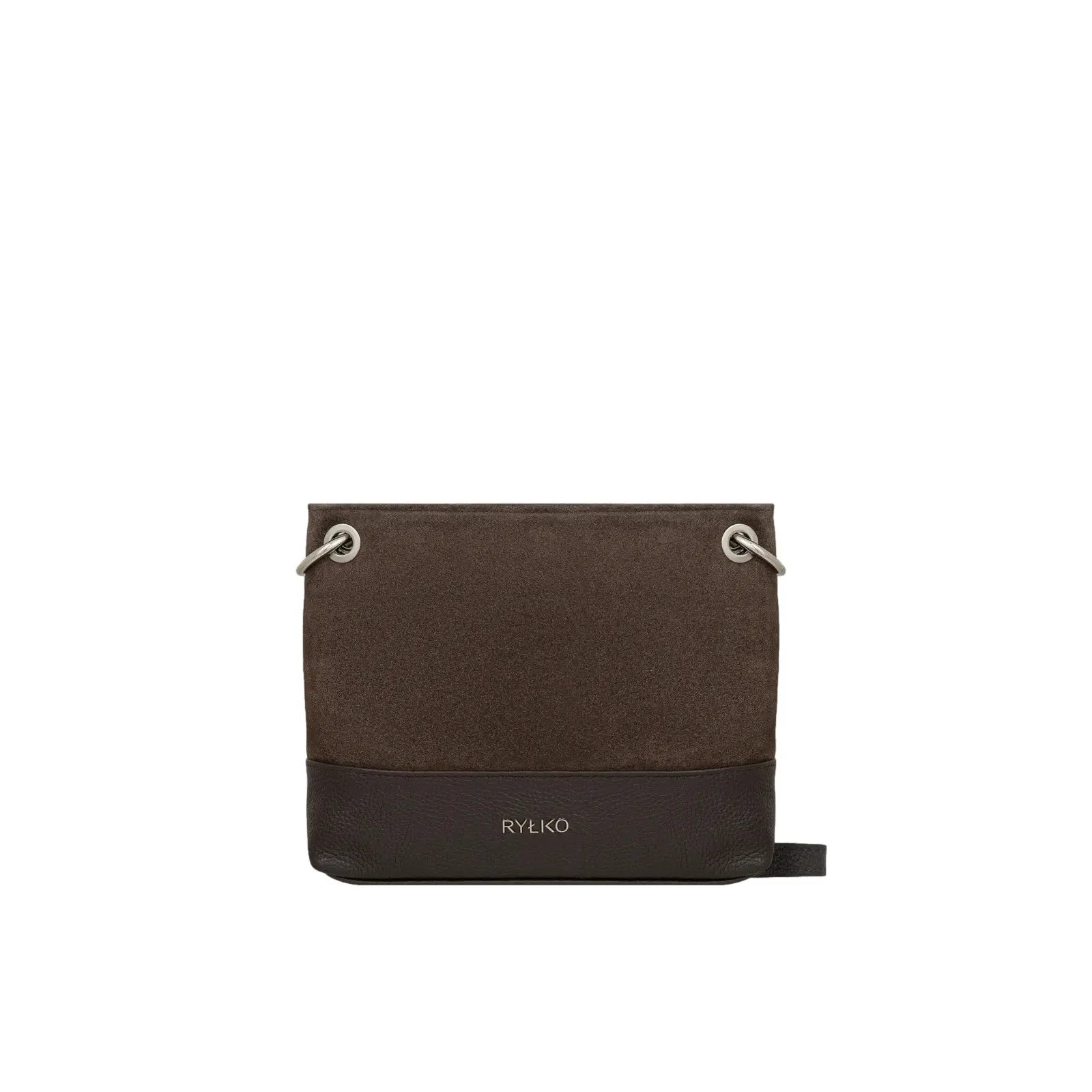 Klassische Handtasche aus glattem Leder und Wildleder Damen Ryłko