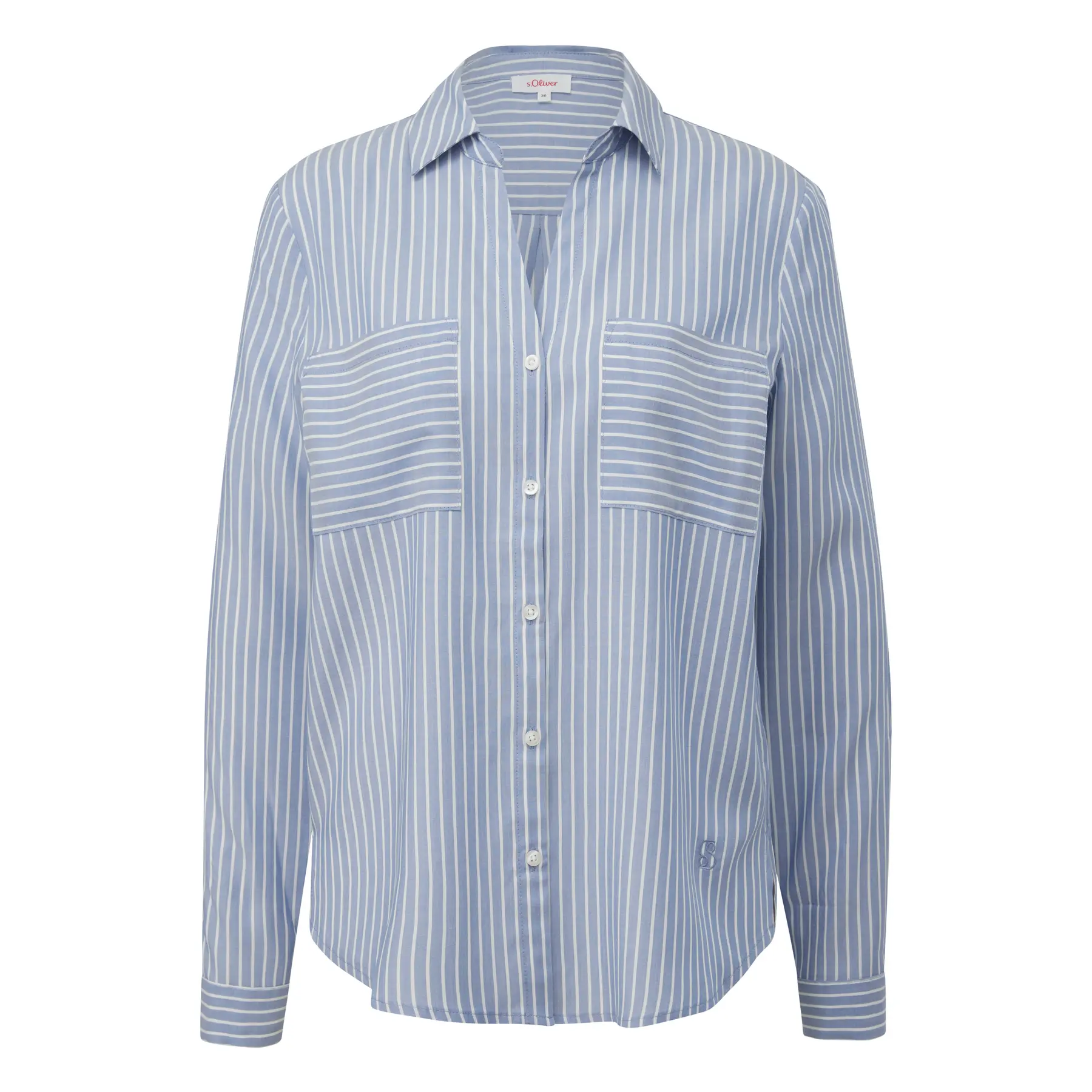 Blusa a righe con tasche applicate donna