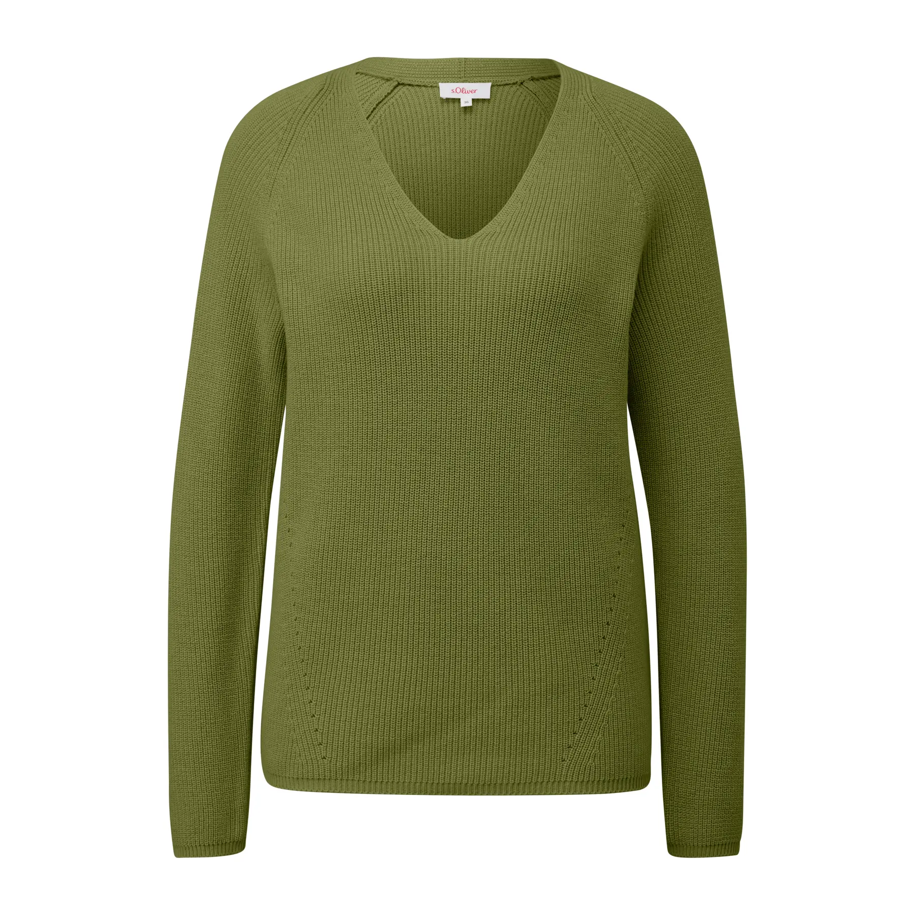 Pull en maille à col V et manches raglan femme s.Oliver