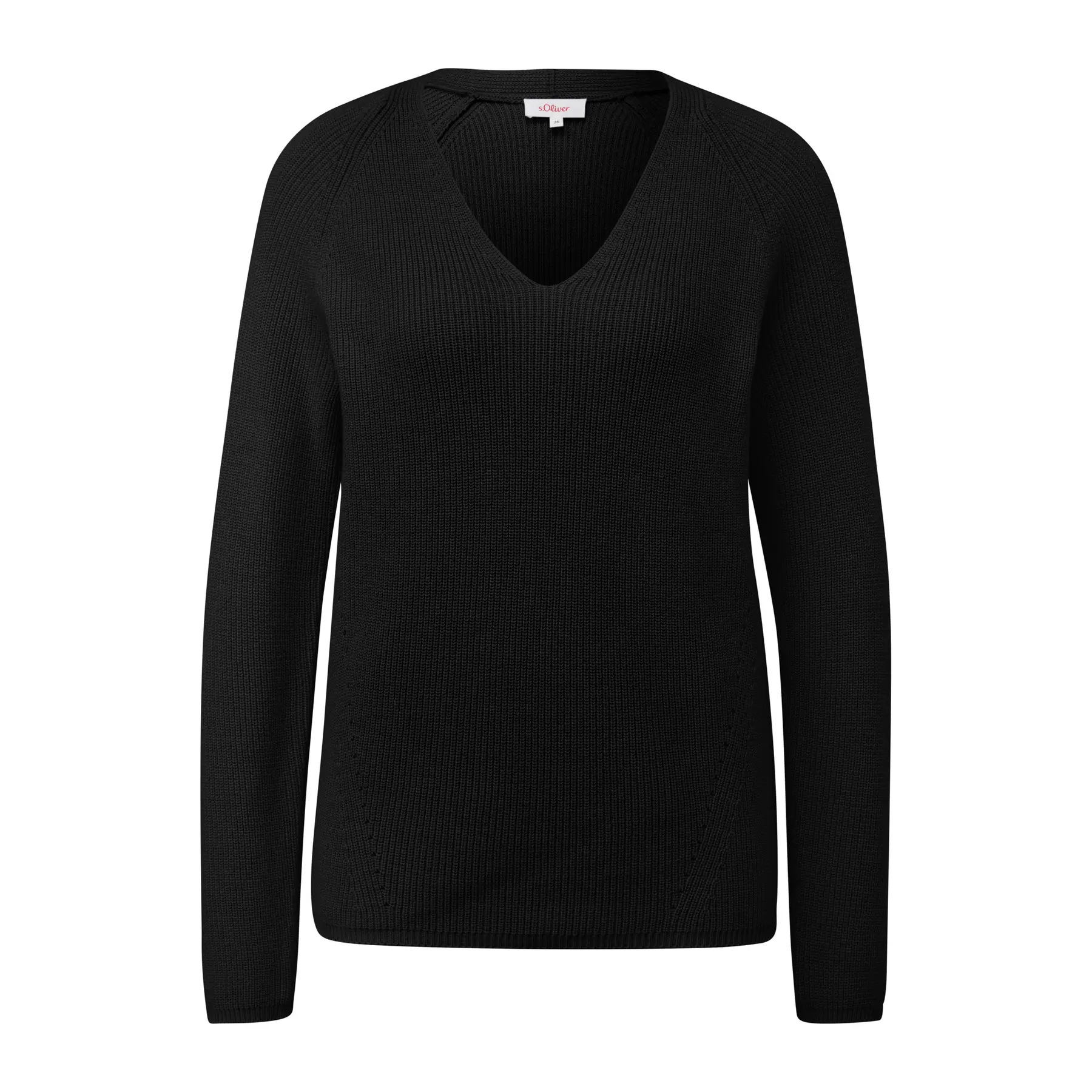 Pull en maille à col V et manches raglan femme s.Oliver