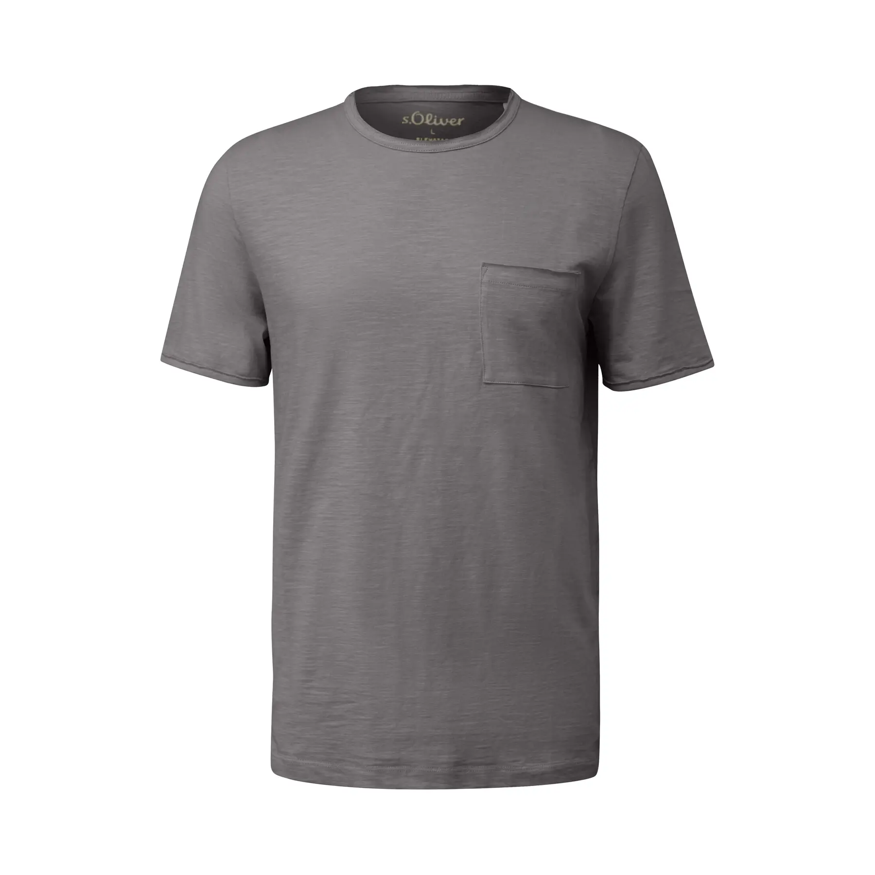 T-Shirt aus Flame-Garn mit Brusttasche und Rohkanten s.Oliver