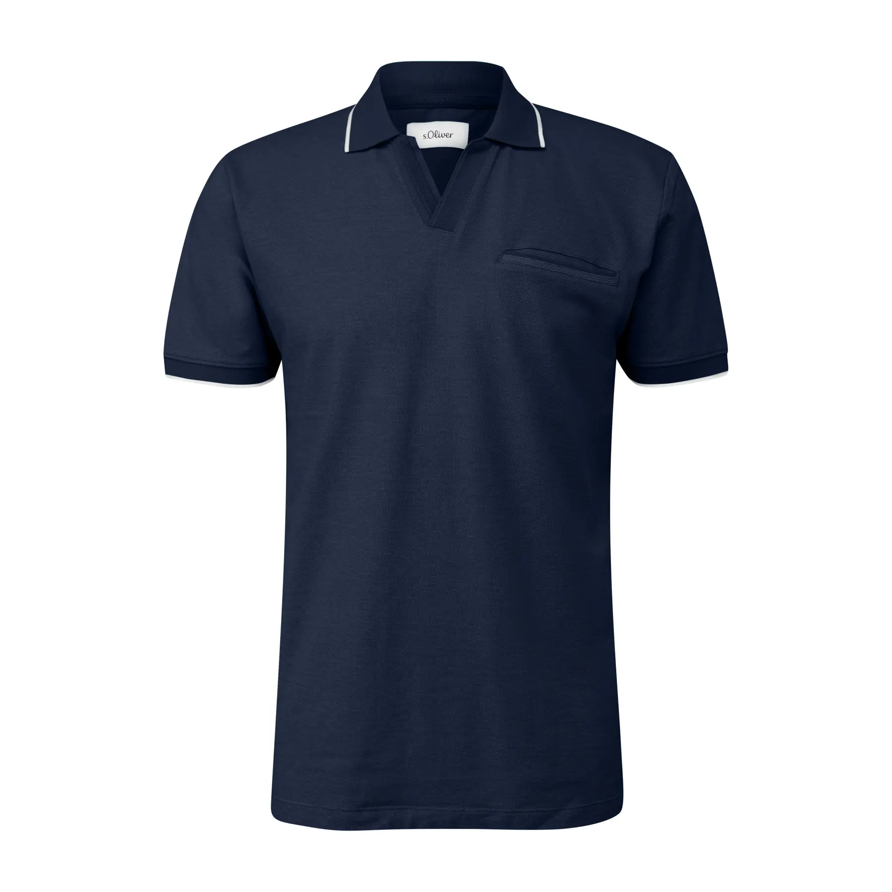 Bicolores Piqué Poloshirt mit Brusttasche s.Oliver