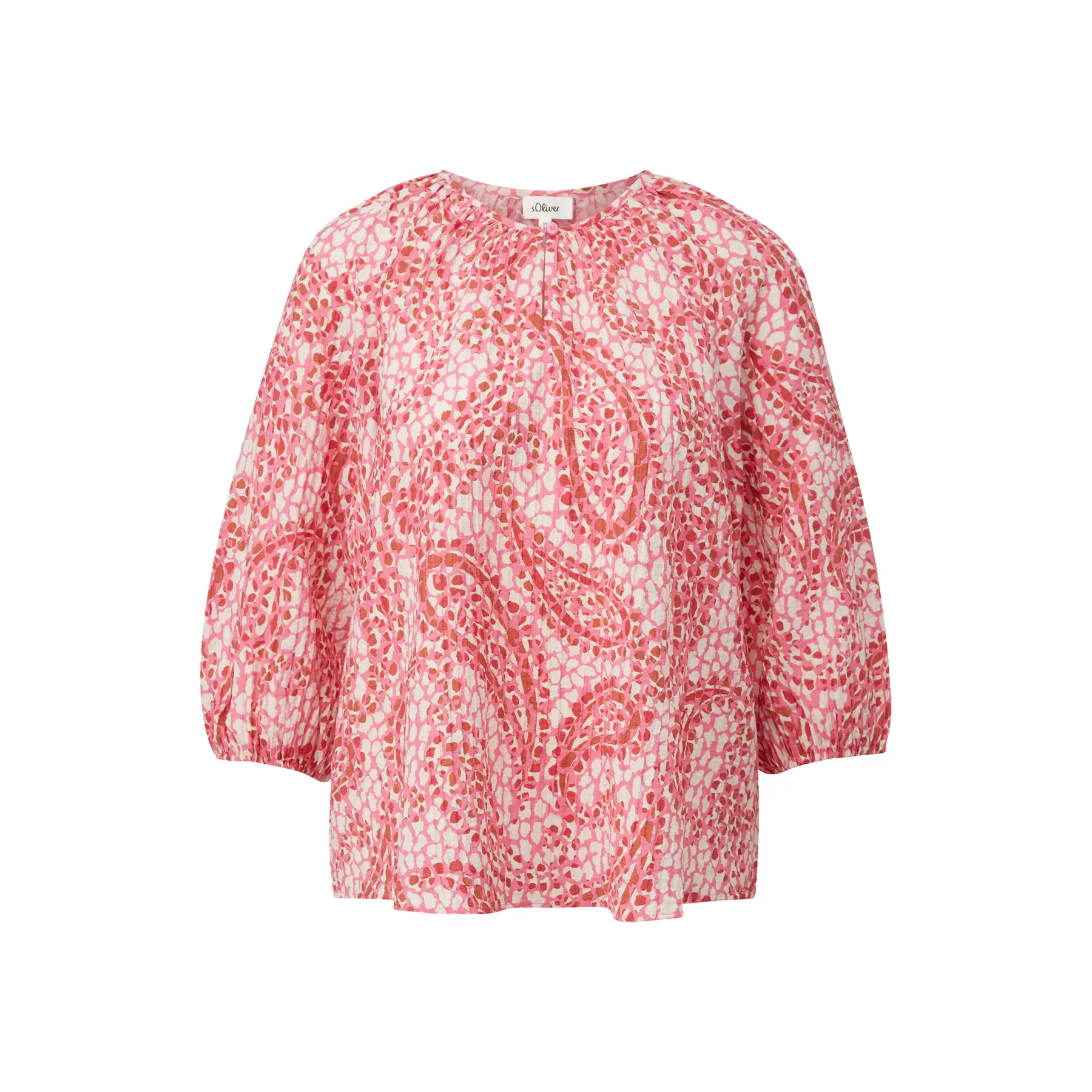 Texturierte Bluse mit lässiger Passform, Raffung und Raglanärmeln für Damen s.Oliver