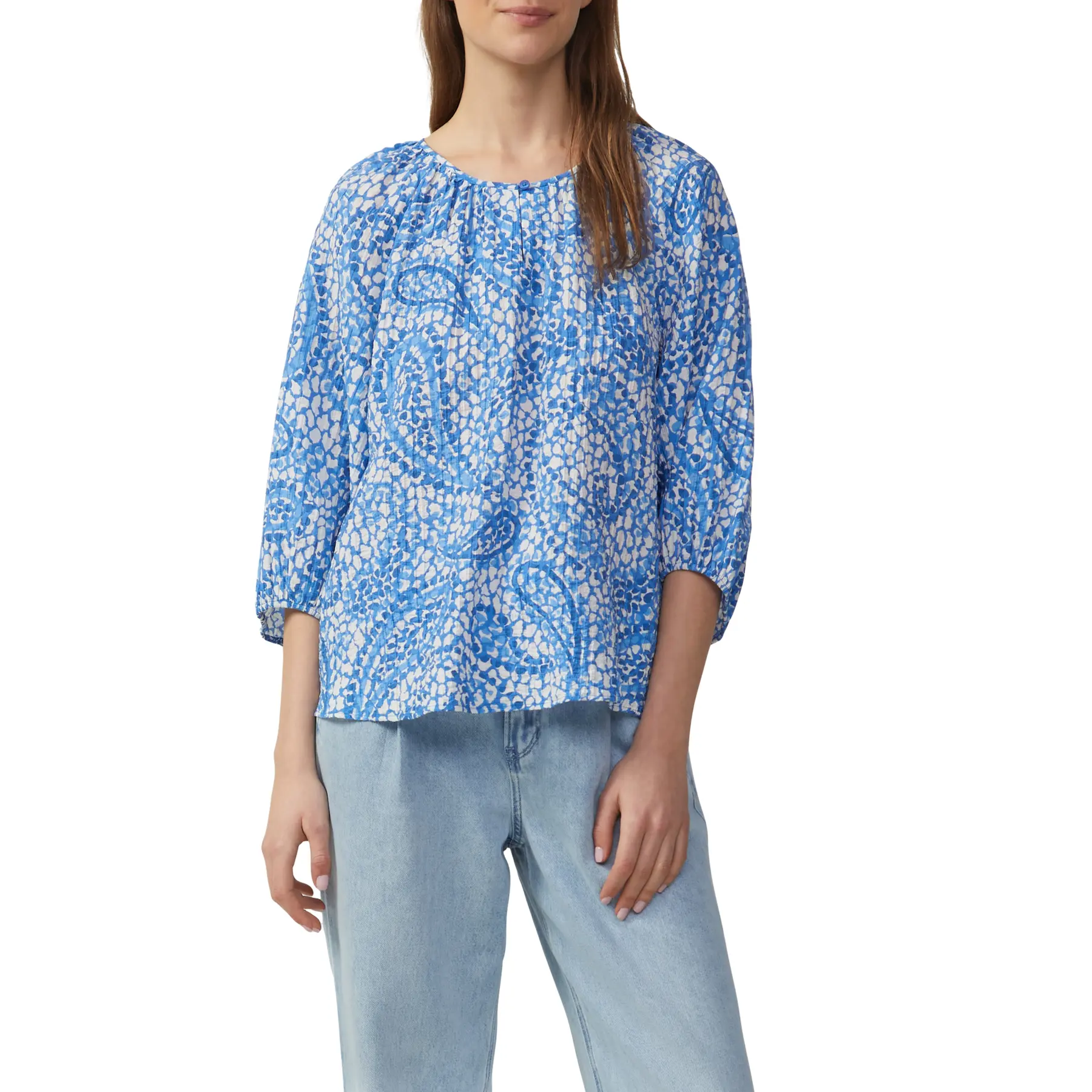 Texturierte Bluse mit lässiger Passform, Raffung und Raglanärmeln für Damen s.Oliver