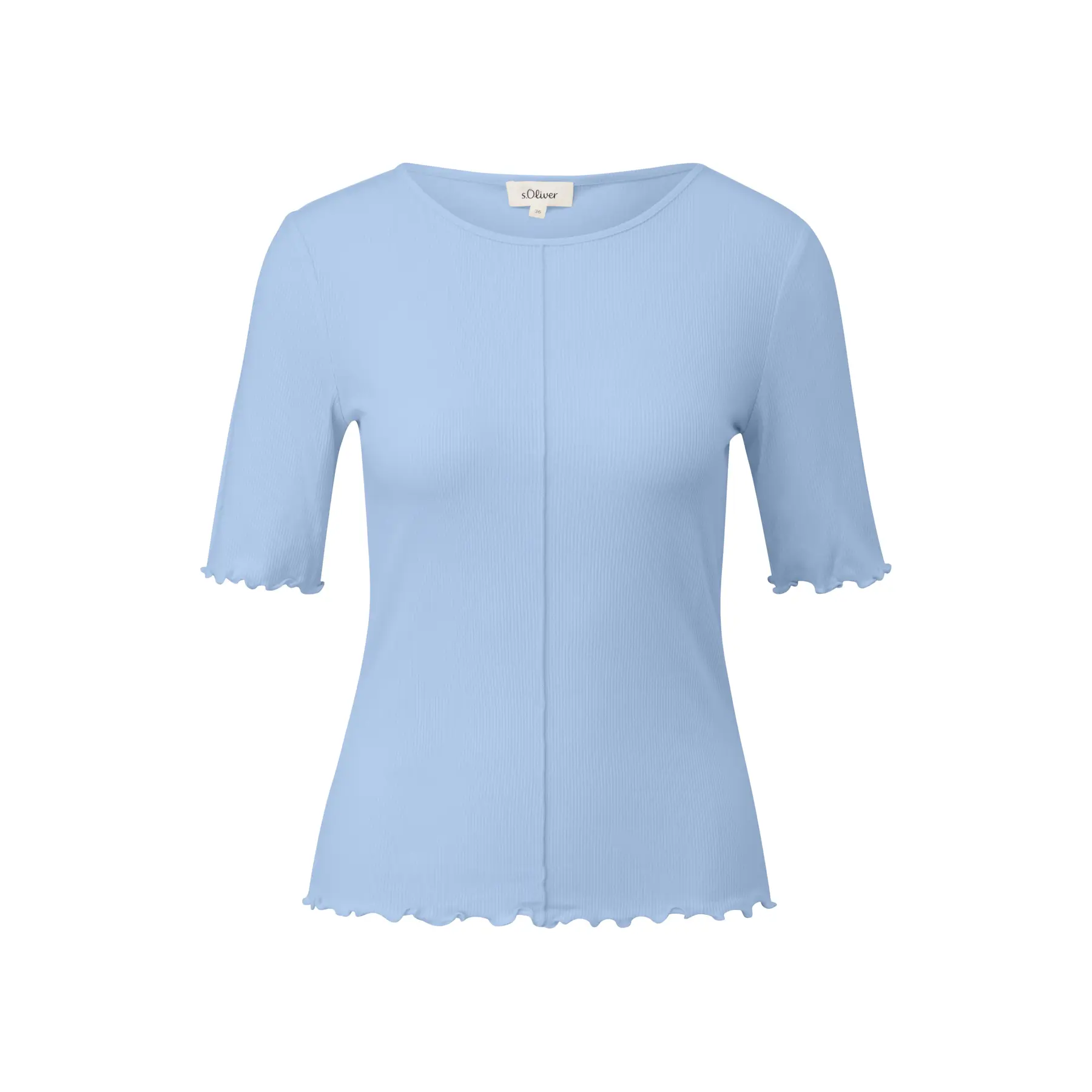 T-shirt Slim Fit Ribbel met Decoratieve Stiksels Dames s.Oliver