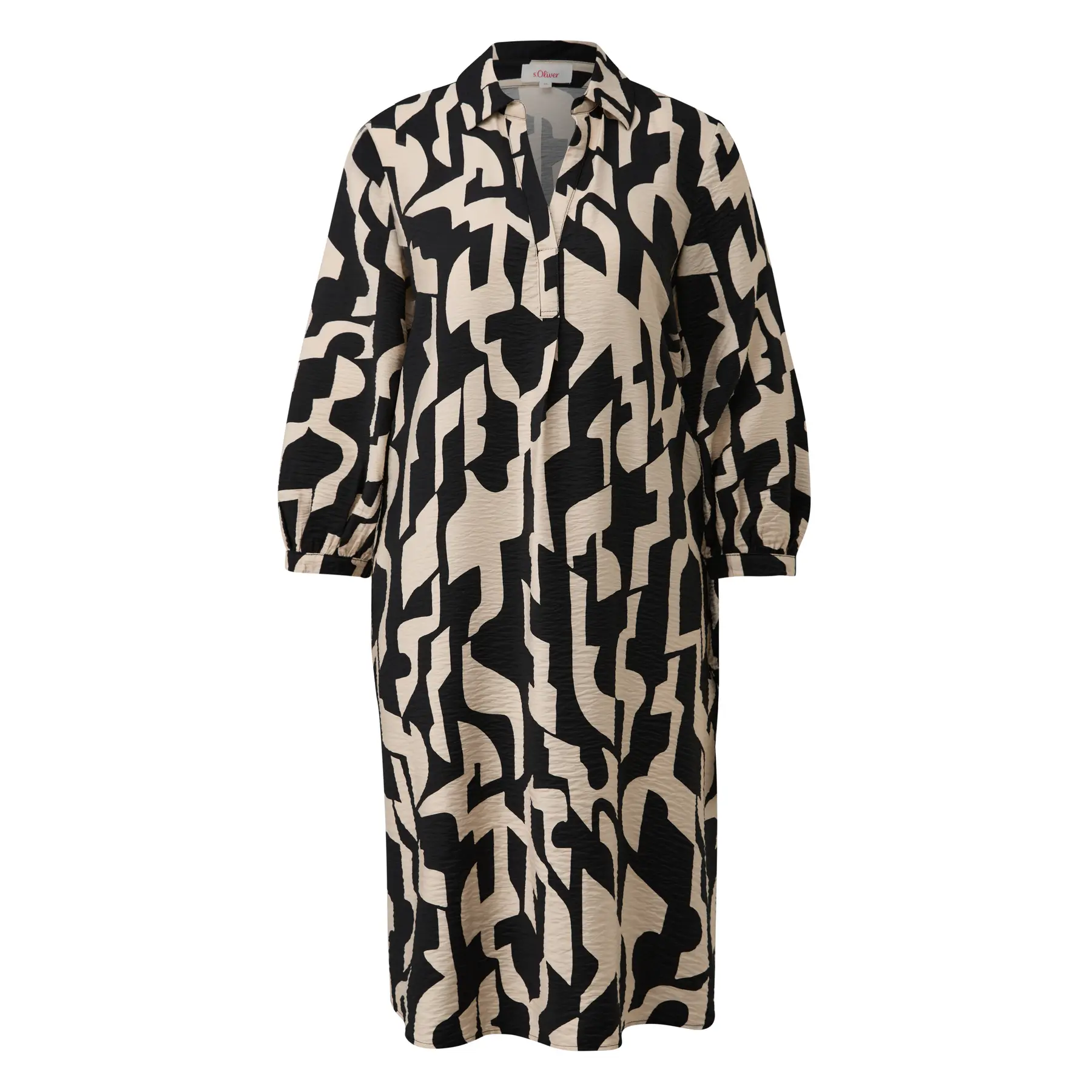Robe chemise strutturata con maniche 3/4 e tasche laterali fessurate donna