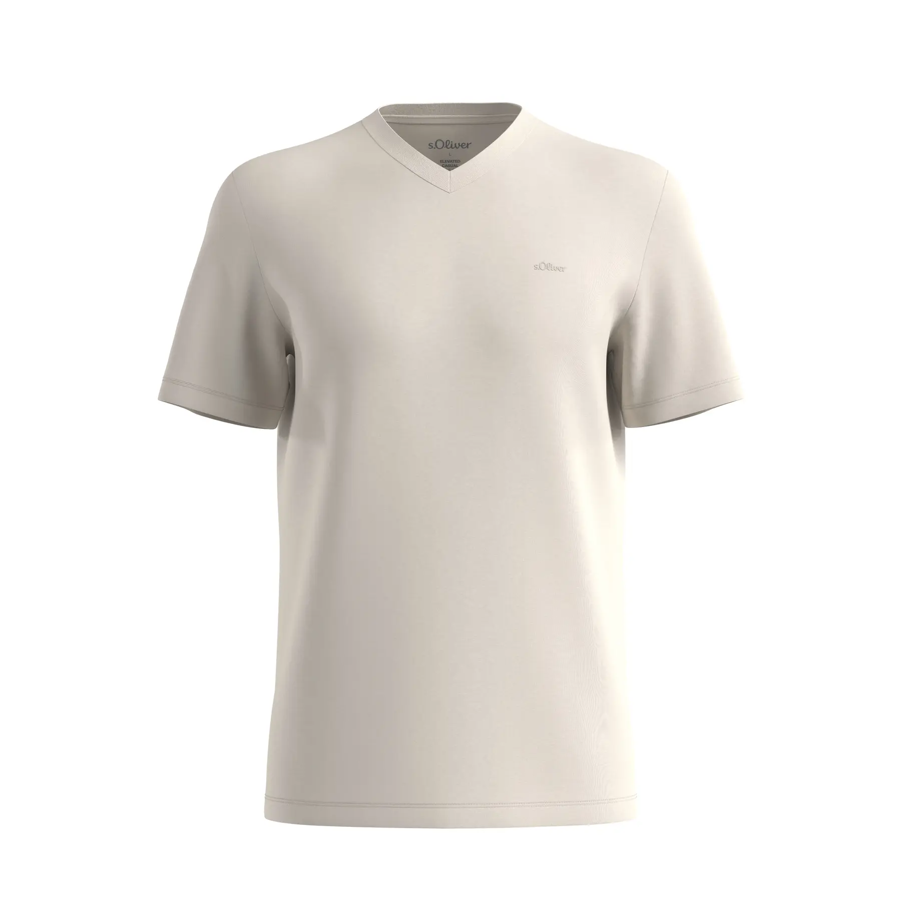 T-shirt in jersey a col V con stampa logo s.Oliver