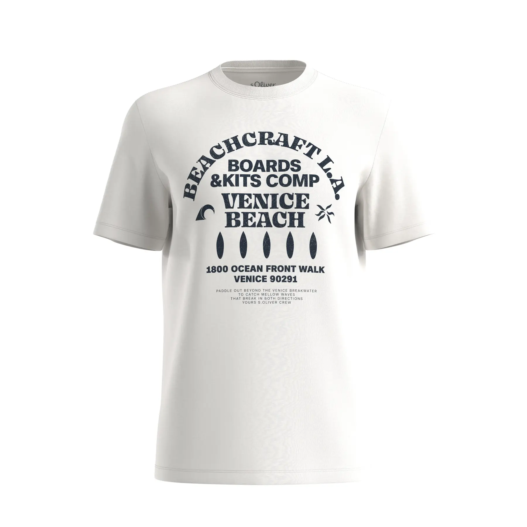 T-shirt in cotone con collo rotondo e stampa frontale s.Oliver