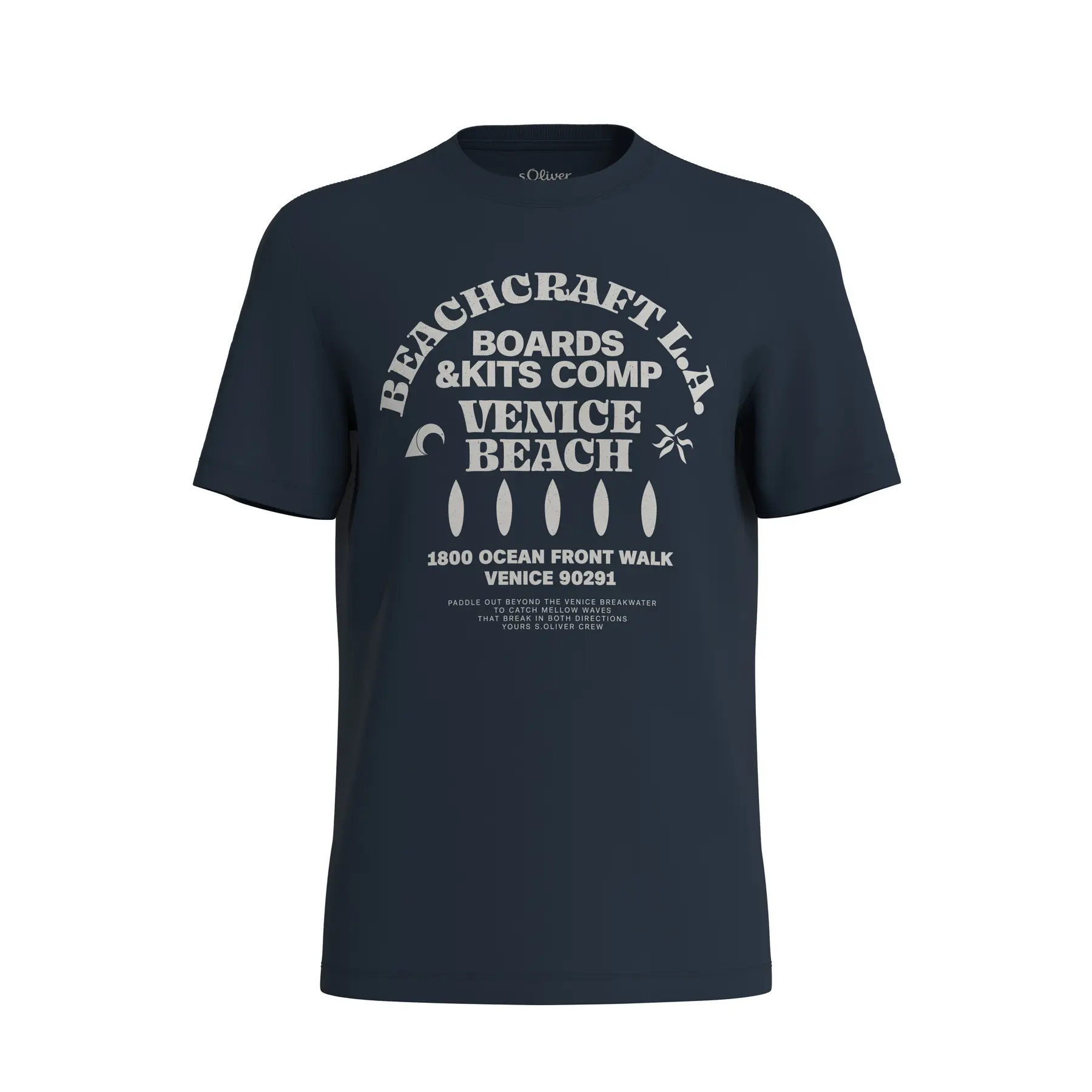 T-shirt in cotone con collo rotondo e stampa frontale s.Oliver
