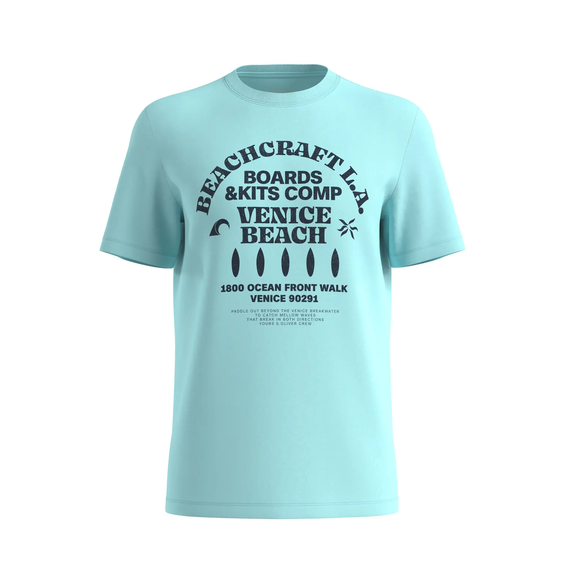T-shirt in cotone con collo rotondo e stampa frontale s.Oliver
