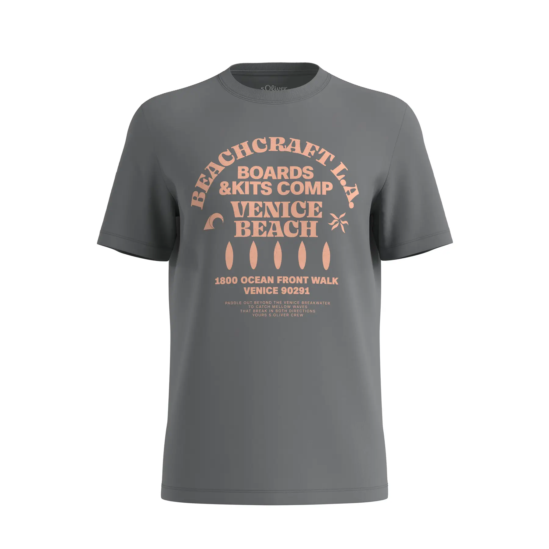 T-shirt in cotone con collo rotondo e stampa frontale s.Oliver