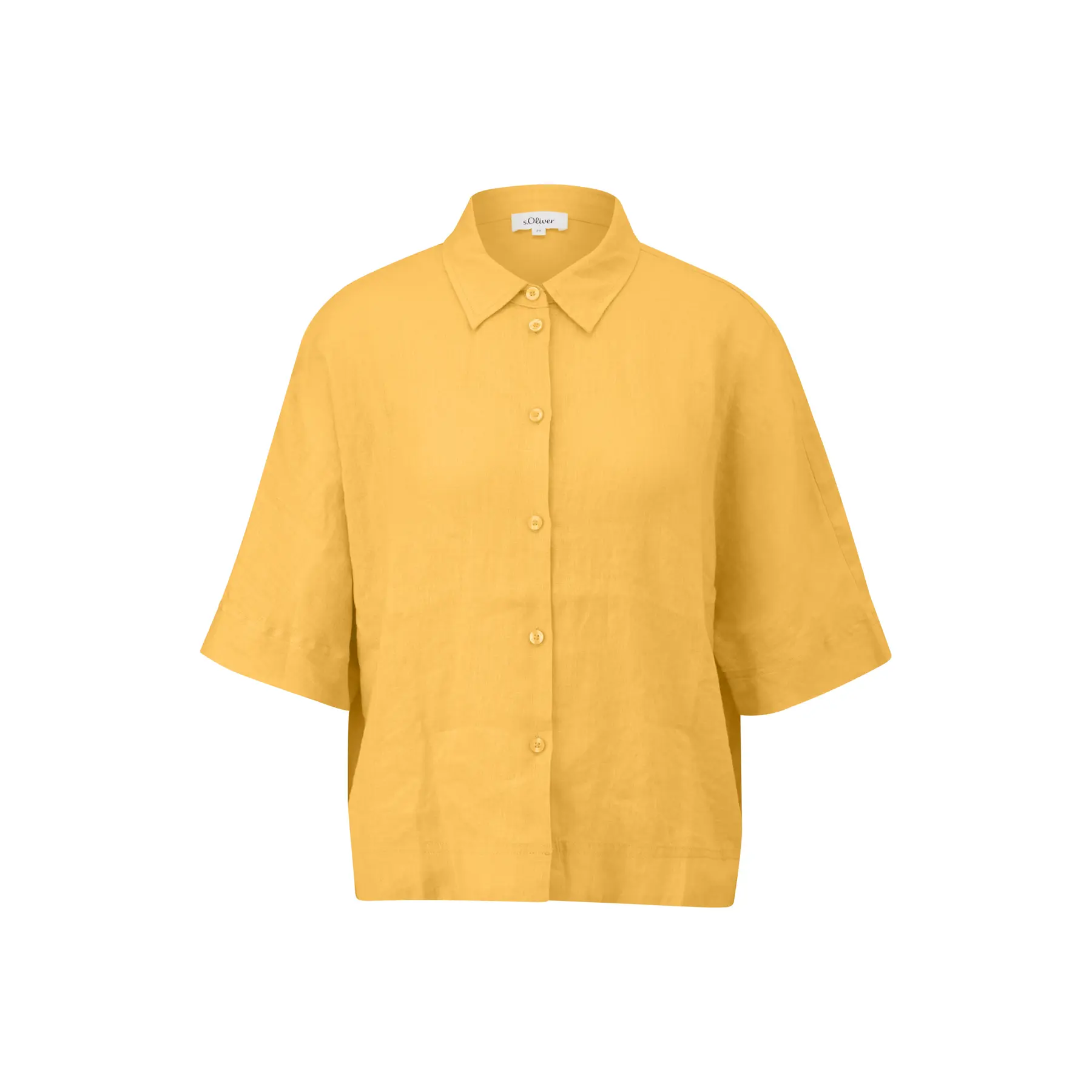 Blusa in lino a maniche corte taglio casual donna