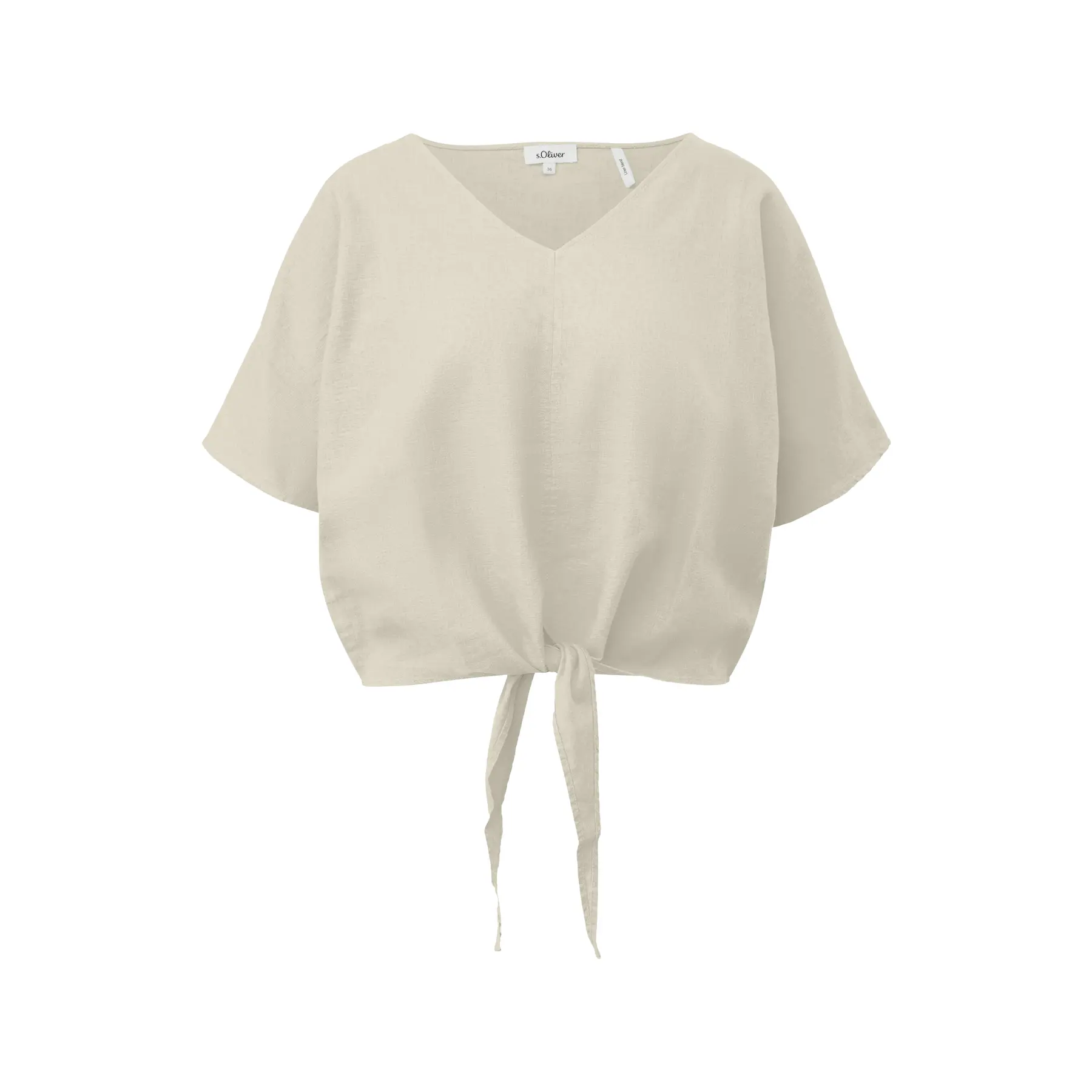 Blusa taglio casual in lino misto con dettaglio annodato donna