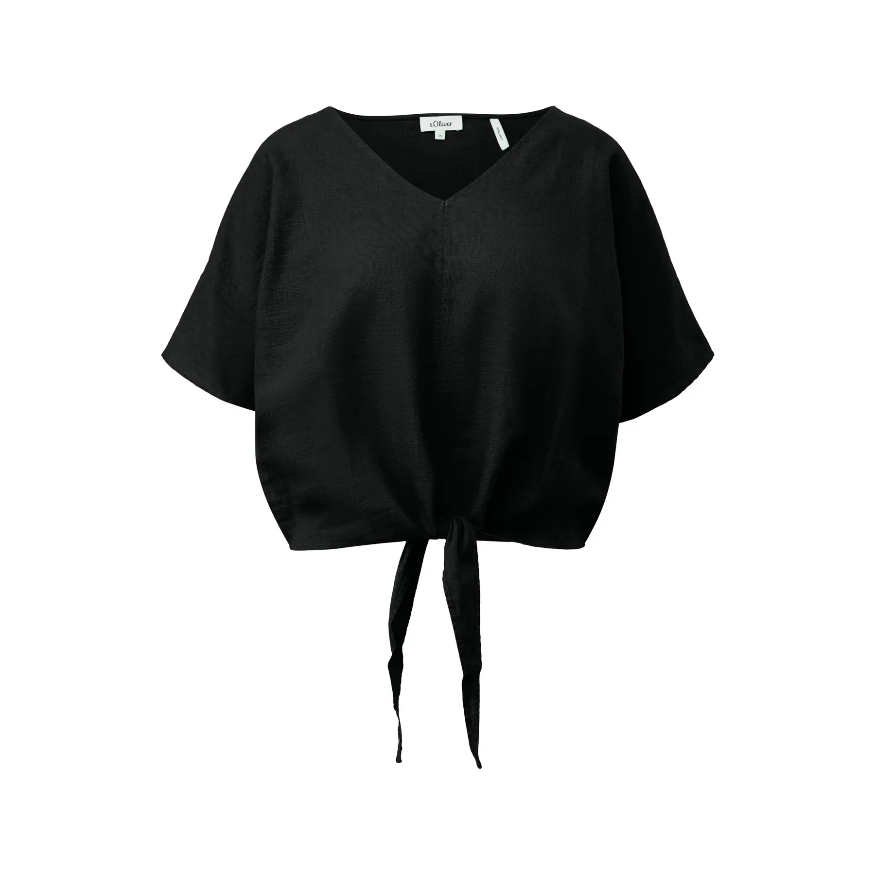 Blusa taglio casual in lino misto con dettaglio annodato donna