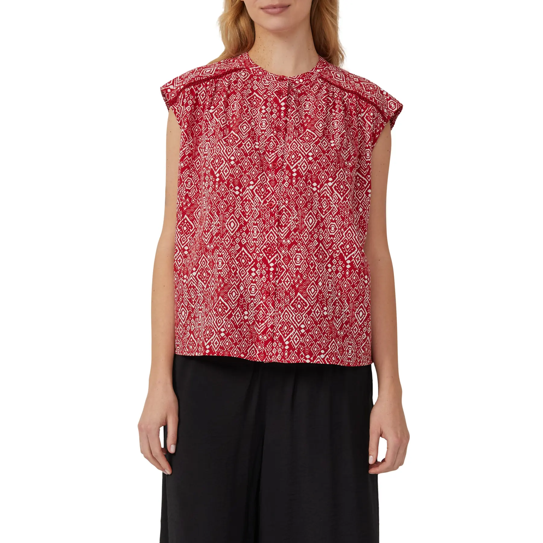 Blusa senza maniche taglio casual e col alto donna