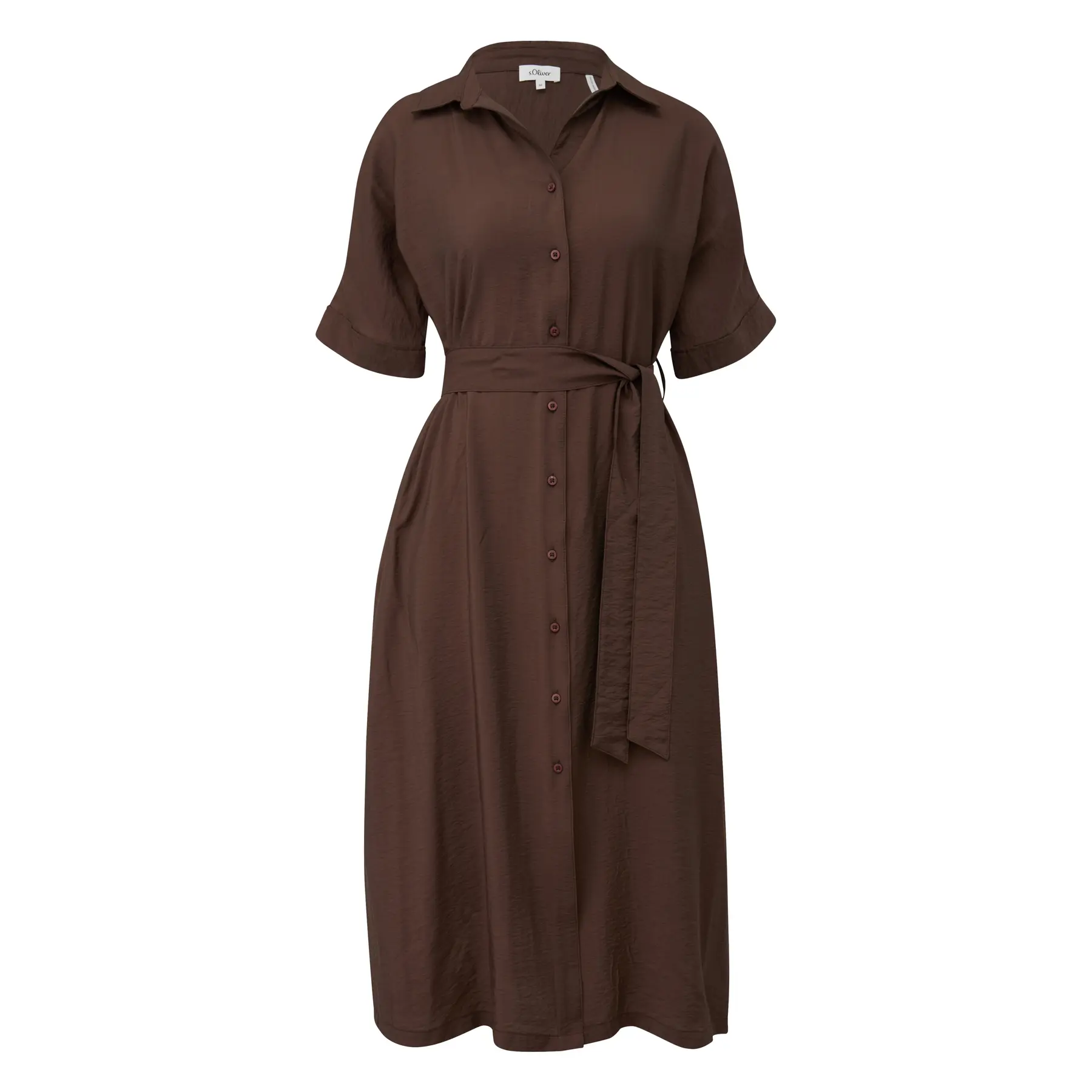Midikleid aus gemischter Viskose mit lockerer Passform und Bindegürtel für Frauen s.Oliver