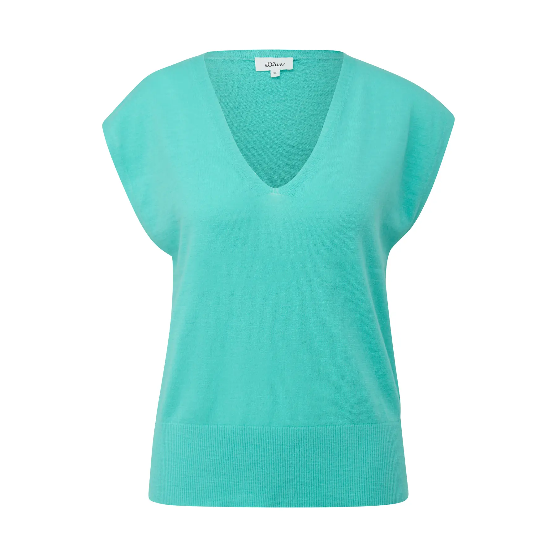 Maglione in maglia a maniche corte con col V donna s.Oliver