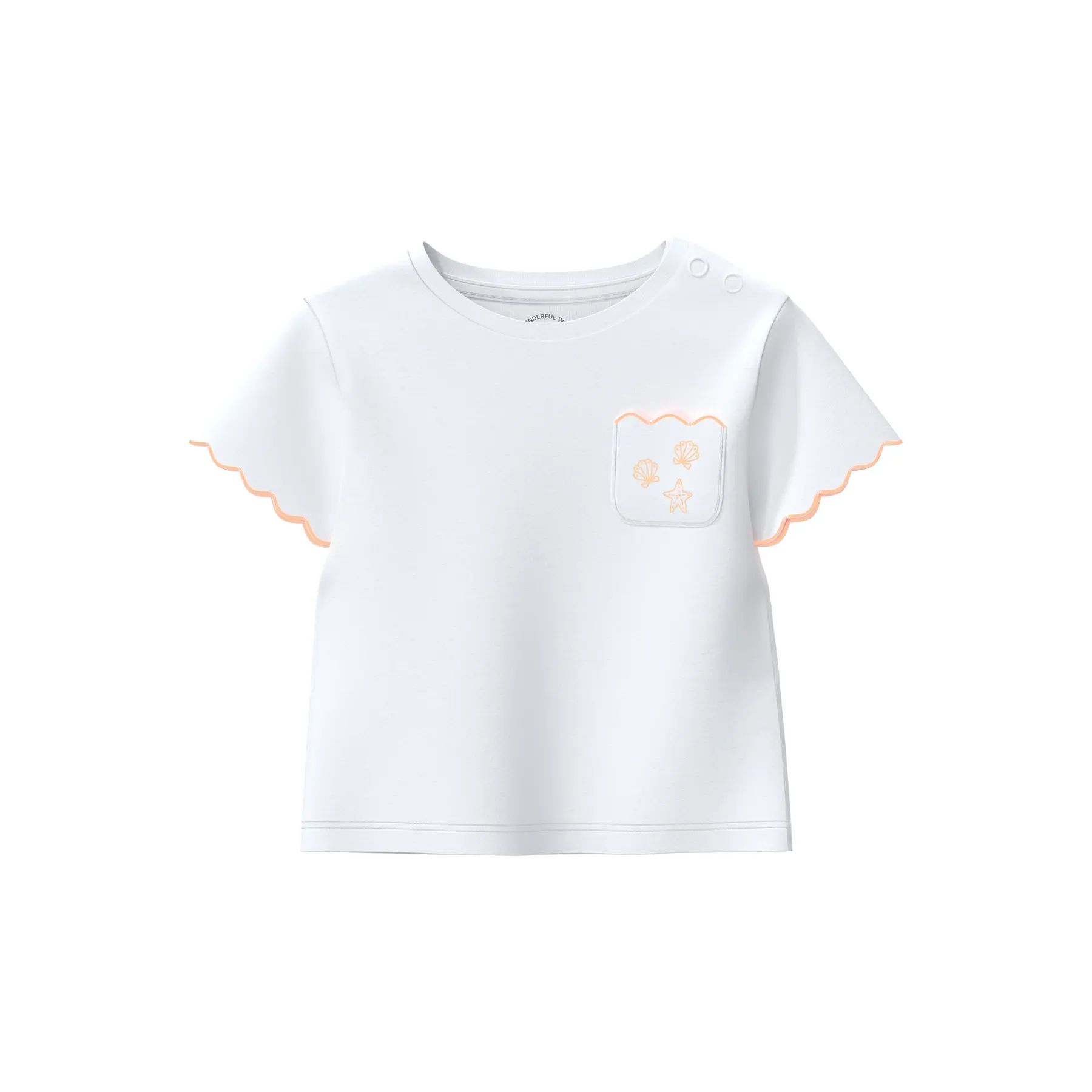 Jersey-T-Shirt mit gewelltem Saum und Brusttasche für Babys s.Oliver