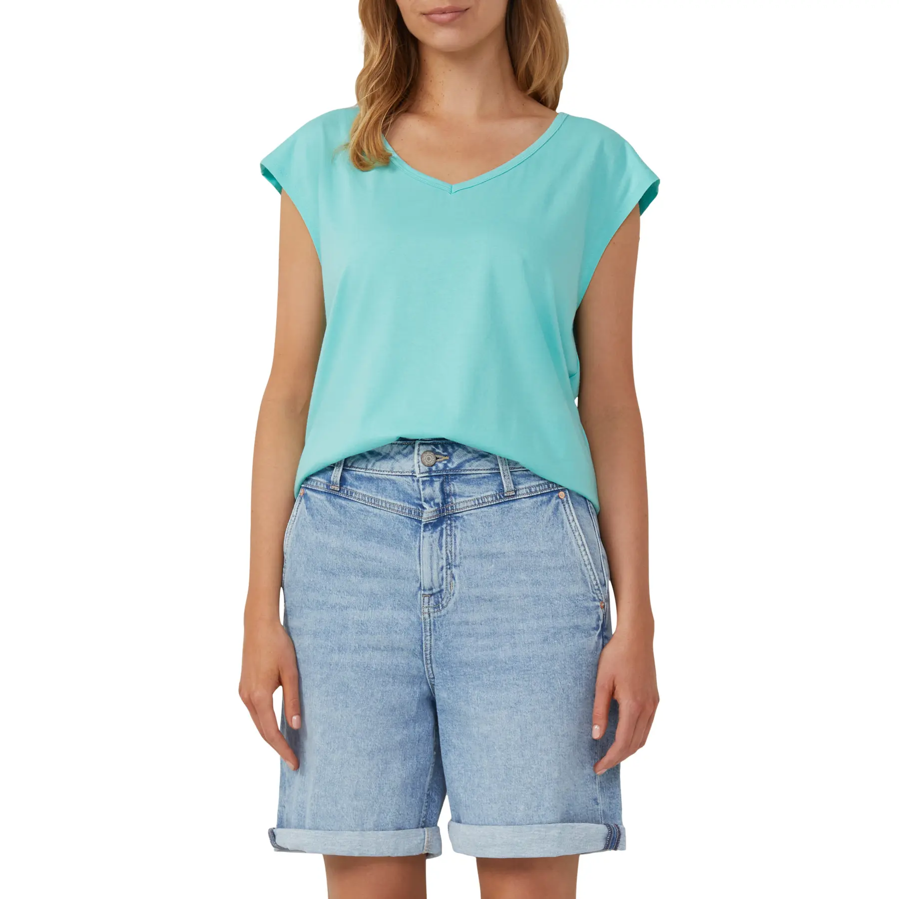 T-shirt a scollo largo, taglio e nodo donna s.Oliver