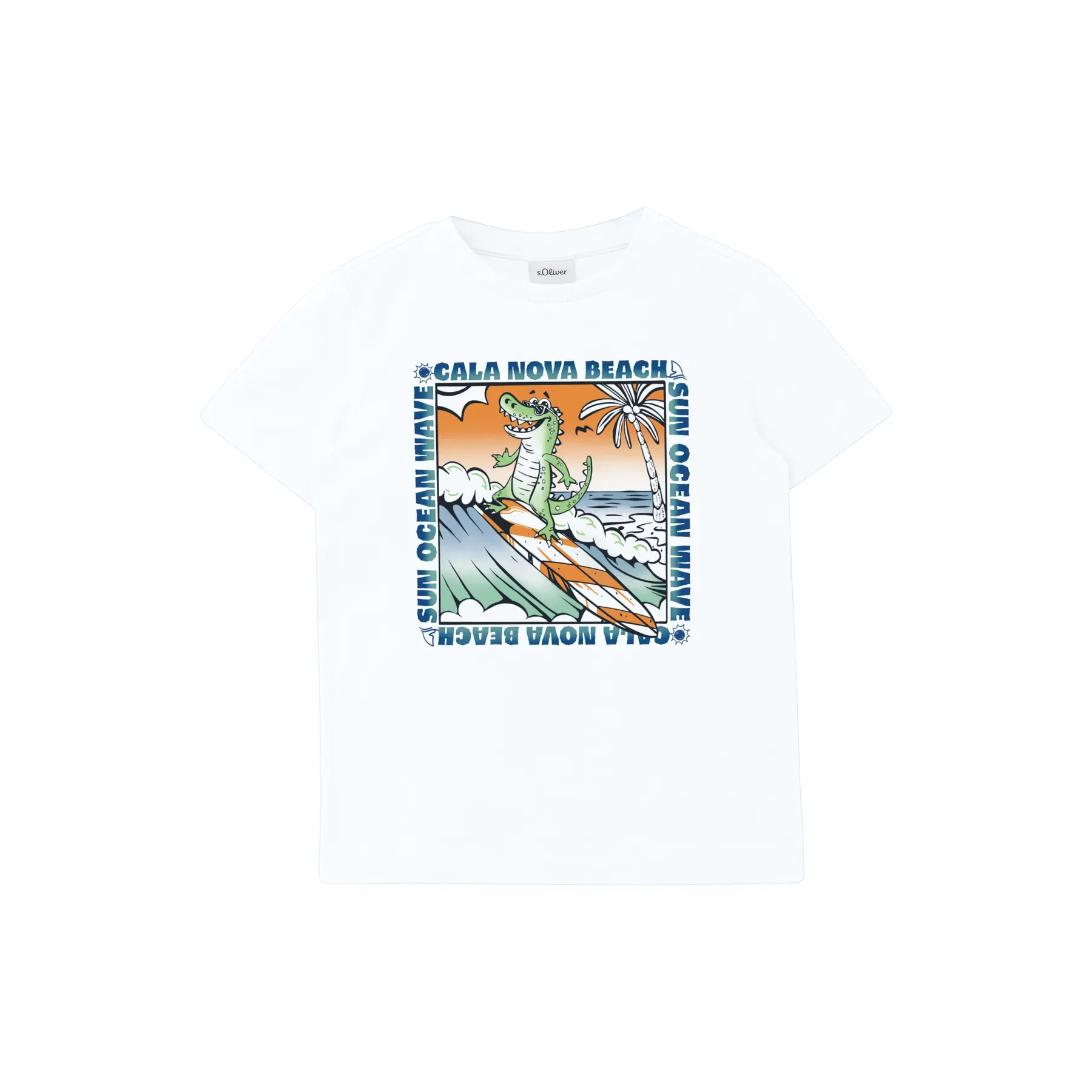 T-Shirt aus Baumwolle mit Druck vorne mit Rippkragen runder Ausschnitt Kind s.Oliver