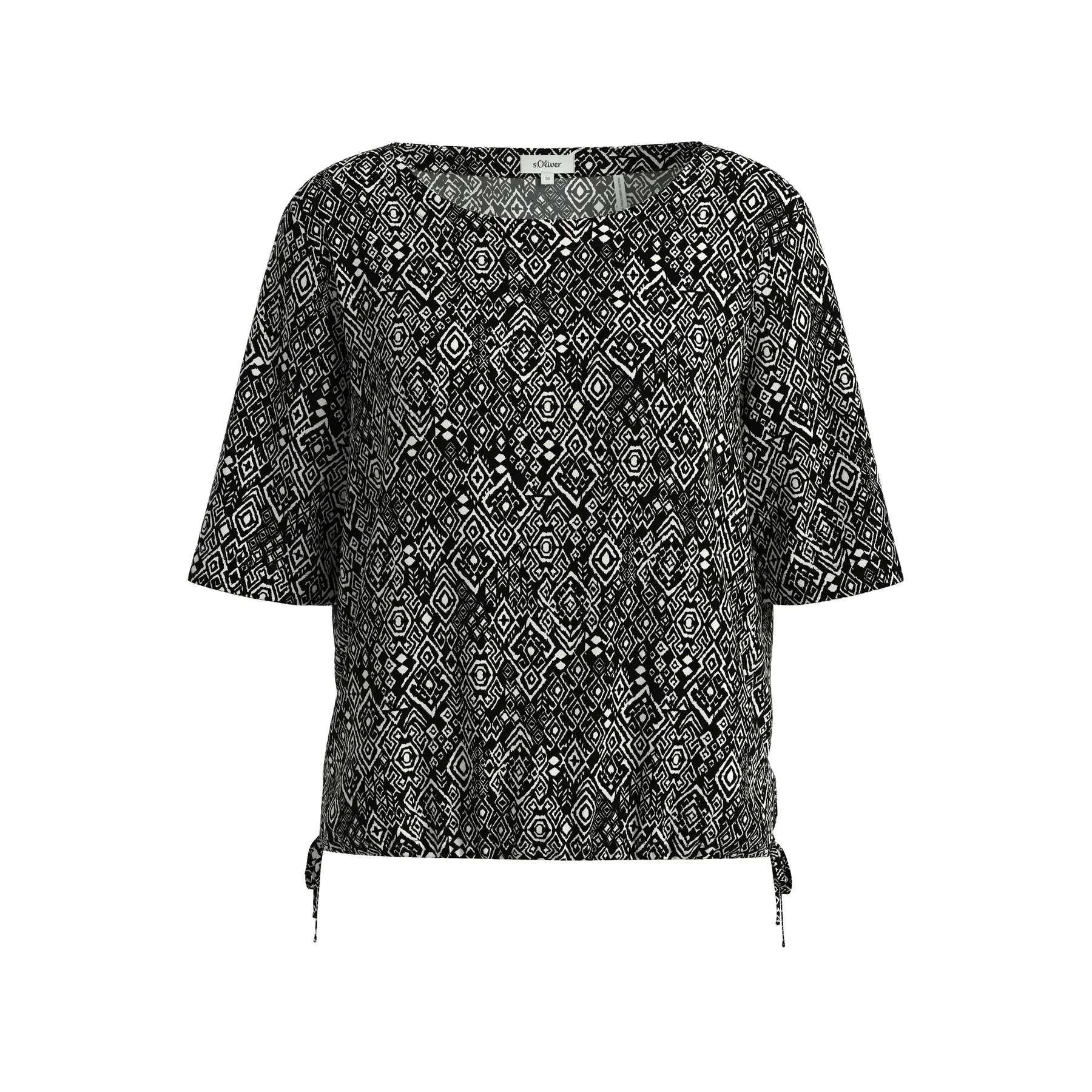 Blusa a motivi con orlo regolabile donna