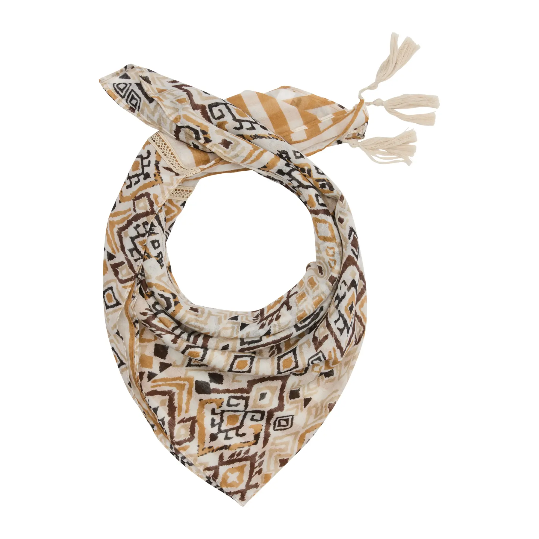 Foulard triangolare con stampa all-over e pon pon donna s.Oliver