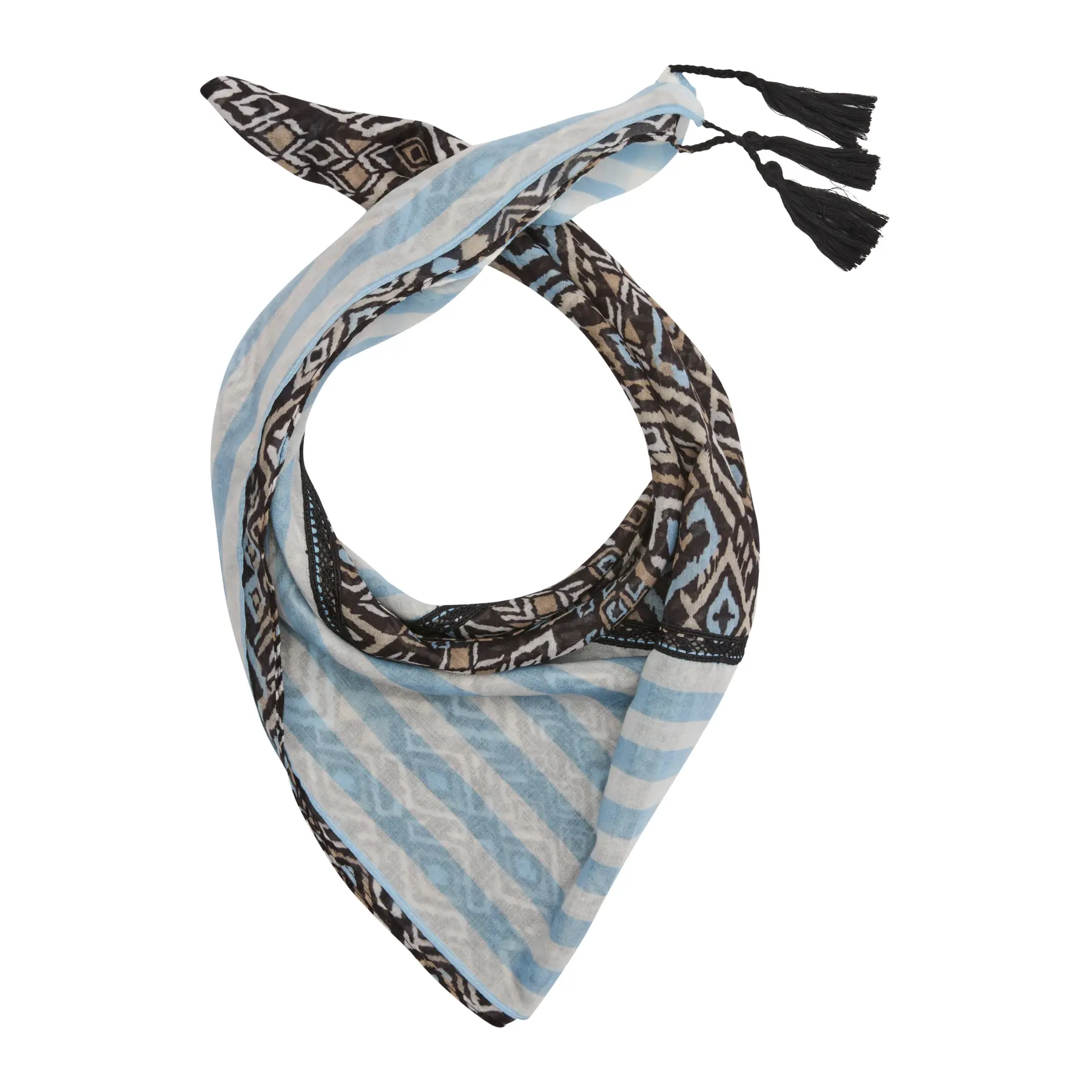 Foulard triangolare con stampa all-over e pon pon donna s.Oliver