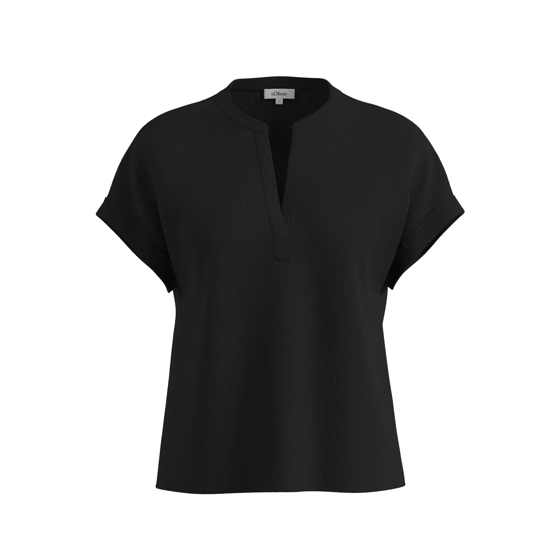 T-shirt testurizzato a taglio relaxed fit con scollo tunica donna