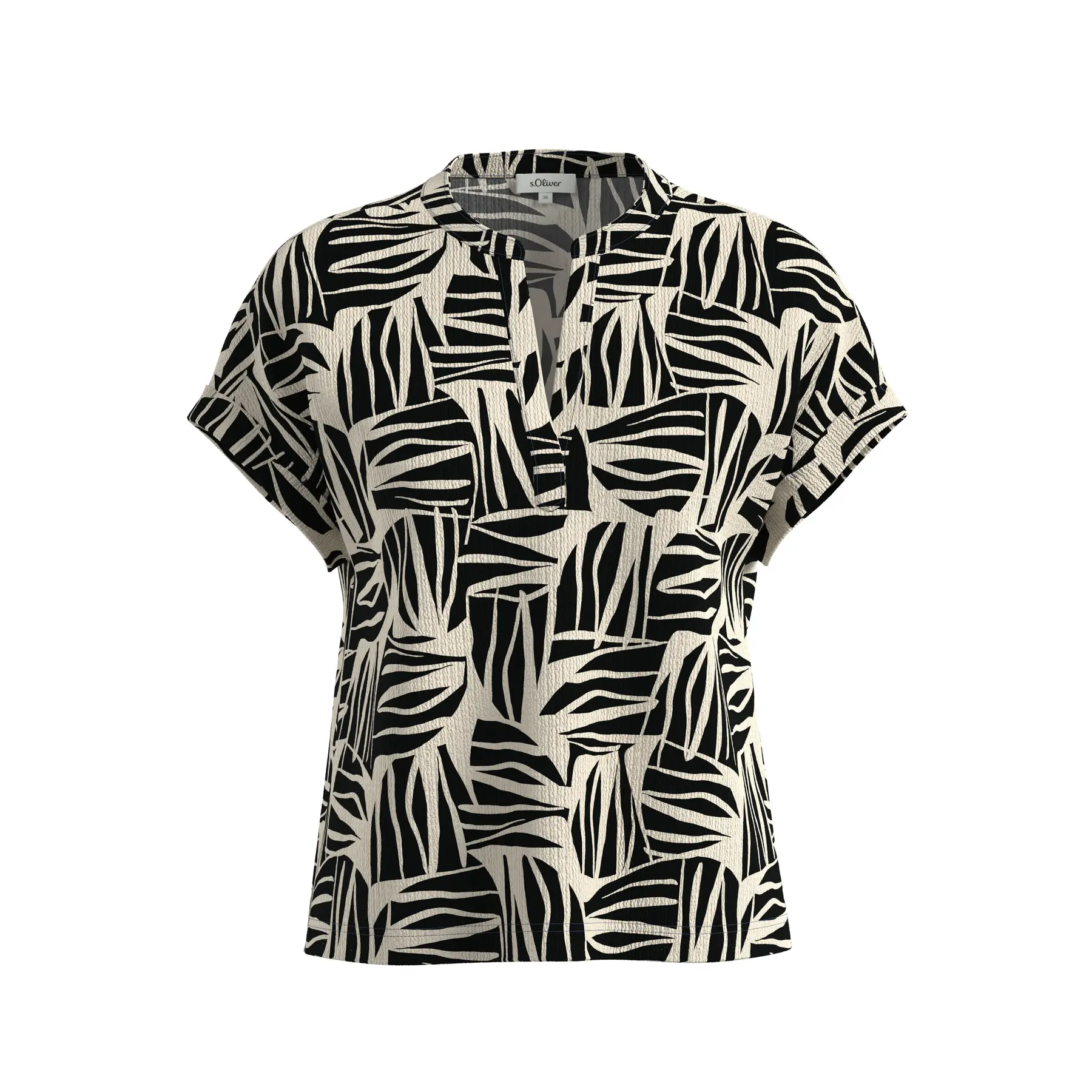 T-Shirt Texturiert Relaxed Fit Tunika-Ausschnitt Damen s.Oliver