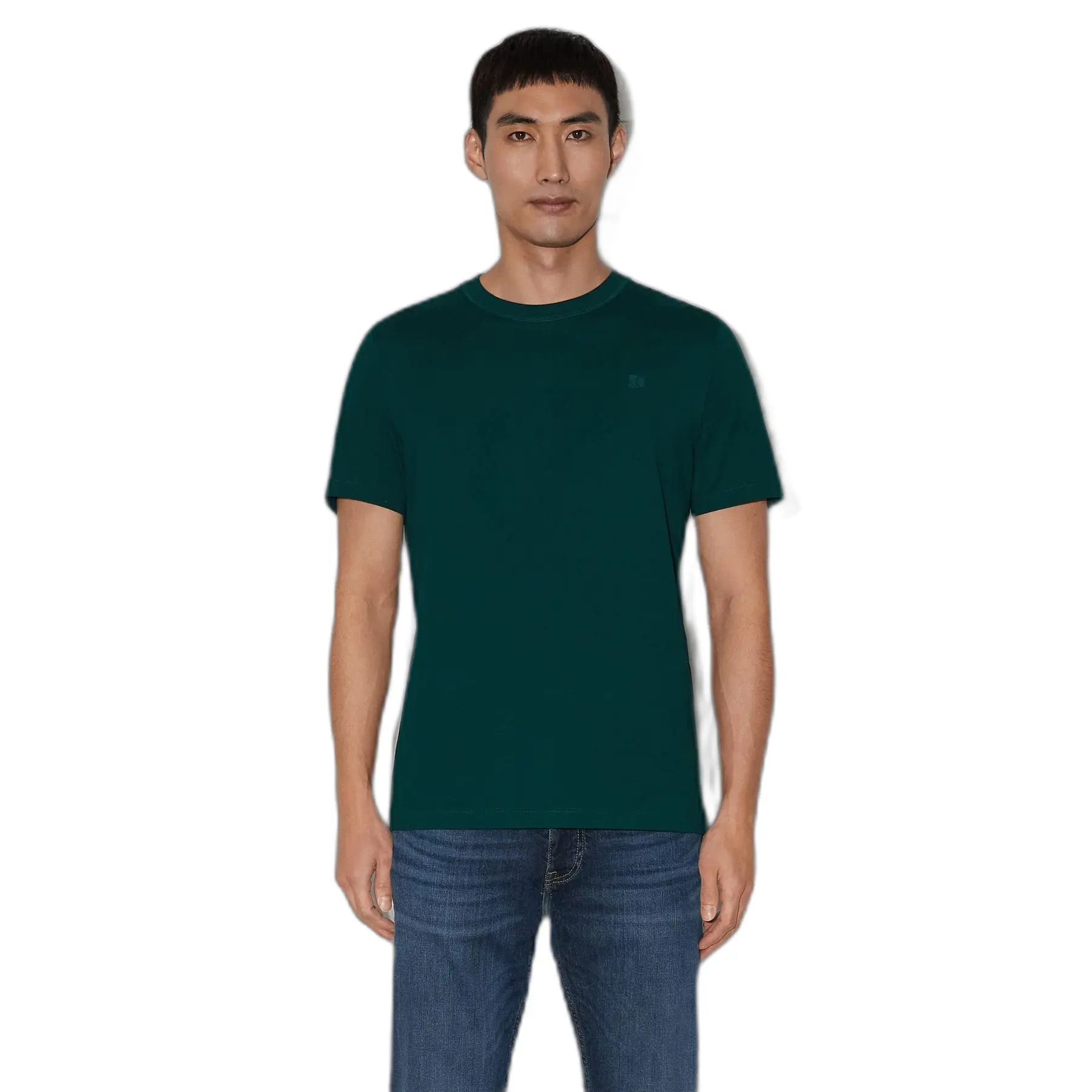 s.Oliver - male - T-shirt van zware jersey met ronde hals en logoprint