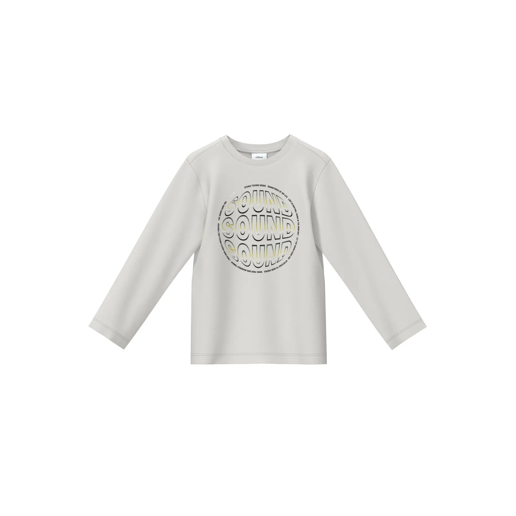 T-shirt casual in cotone con stampa davanti e bordo a costine bambino s.Oliver