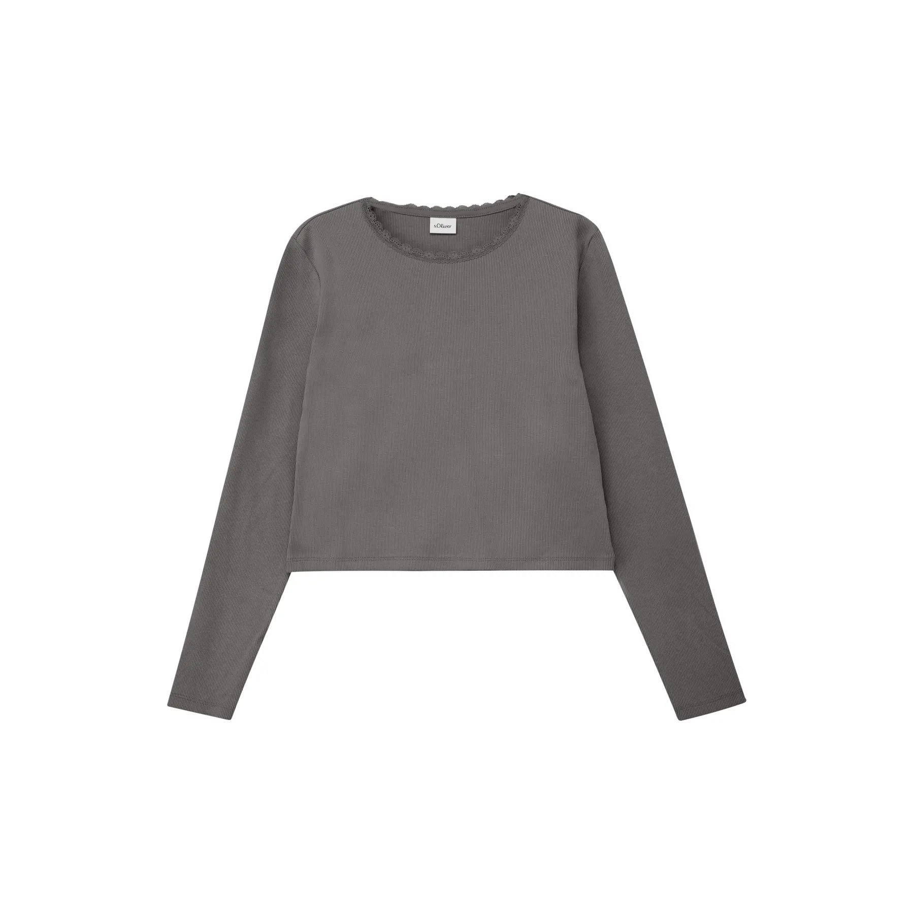 T-shirt a maniche lunghe slim in maglia a coste con dettaglio in pizzo ragazza s.Oliver