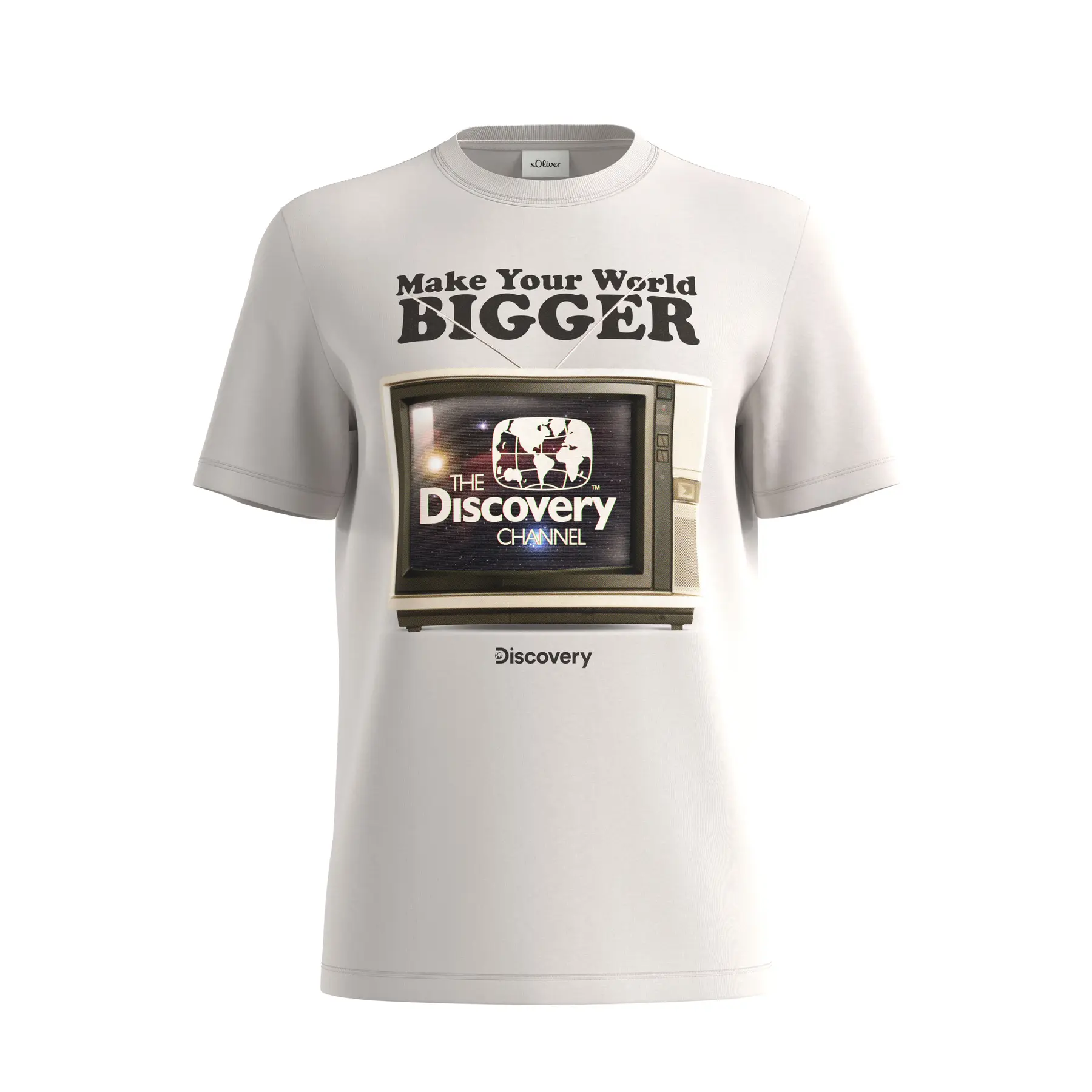 T-Shirt aus Baumwolle mit Druck und dekorativen Nähten s.Oliver
