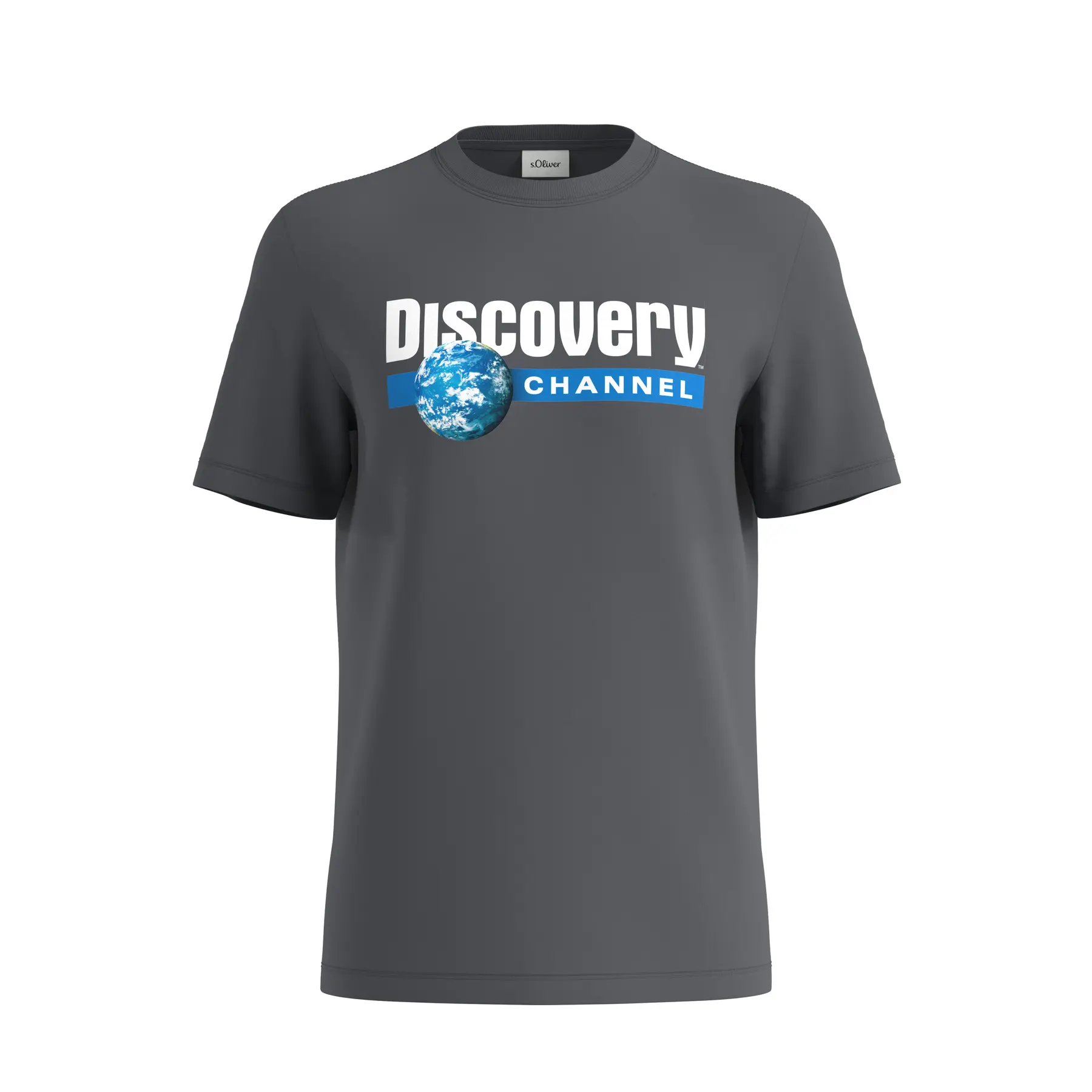 T-Shirt aus Baumwolle mit Druck und dekorativen Nähten s.Oliver
