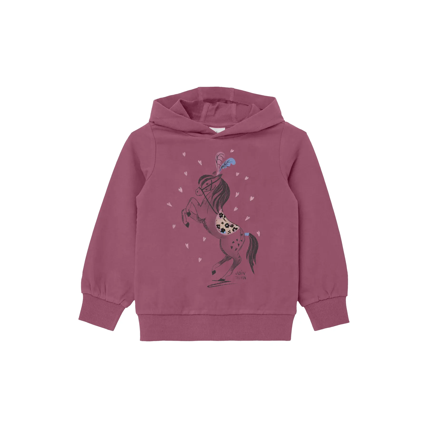 Felpa con cappuccio in cotone misto con stampa lucida davanti e interno spazzolato ragazza s.Oliver