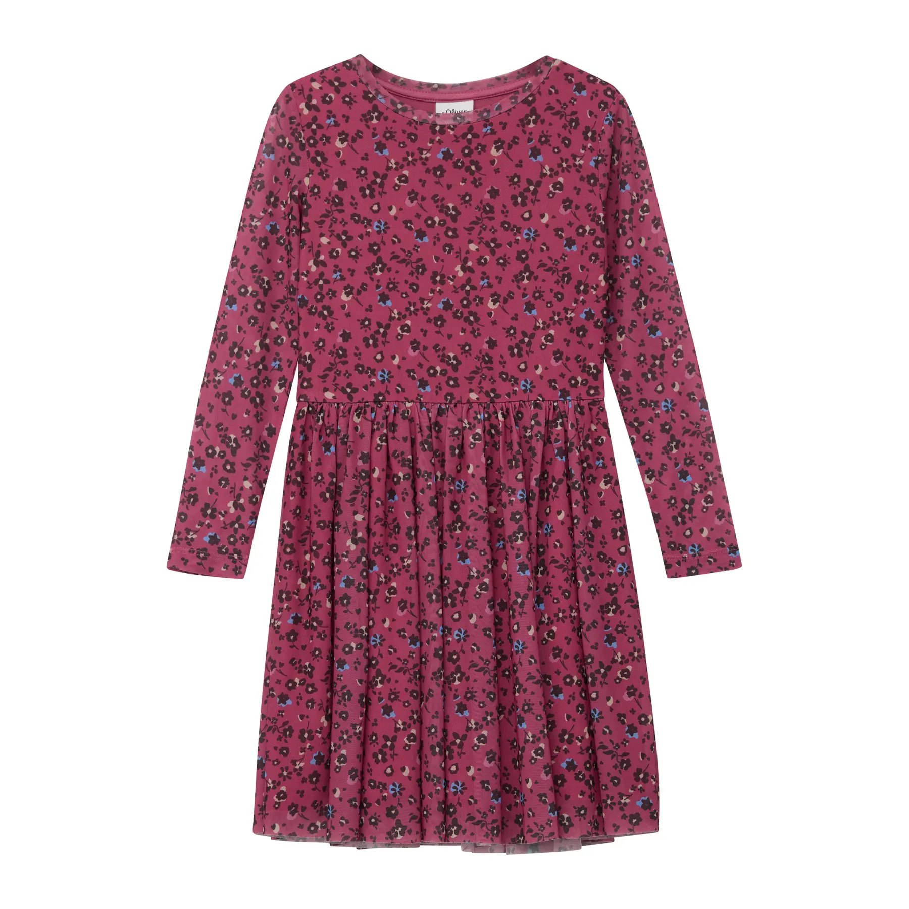 Robe in mesh a maniche lunghe con sottoveste in jersey e motivo all-over ragazza s.Oliver
