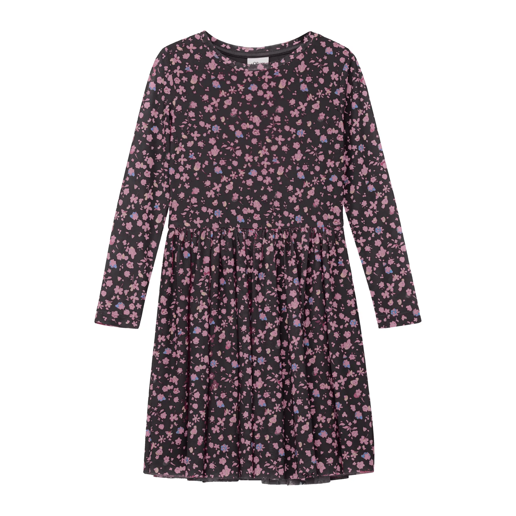 Robe in mesh a maniche lunghe con sottoveste in jersey e motivo all-over ragazza s.Oliver