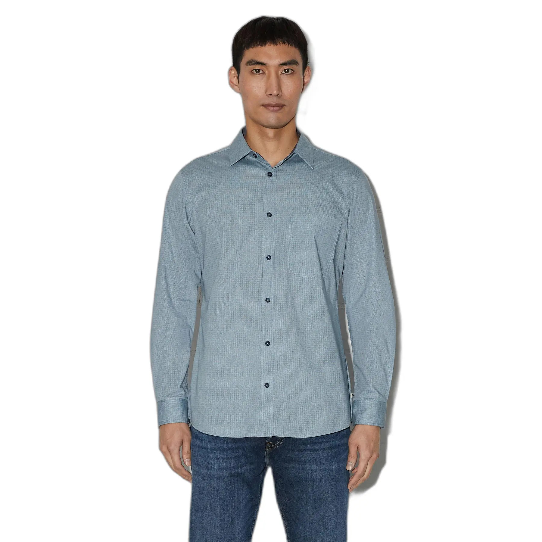 Herren Slim-Fit Baumwollhemd mit italienischem Kragen s.Oliver