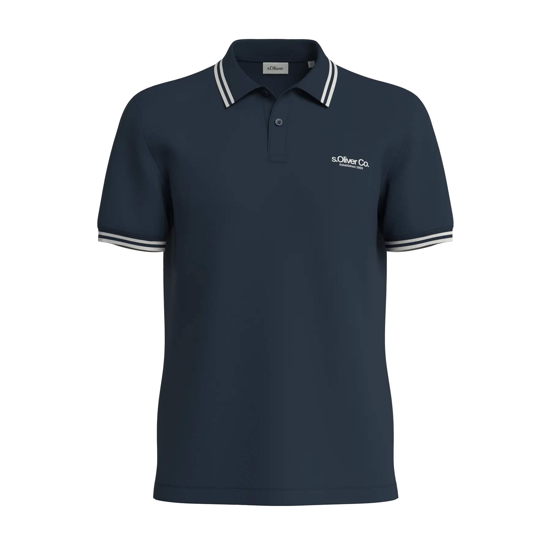 Polo in piqué con dettagli a contrasto e logo s.Oliver