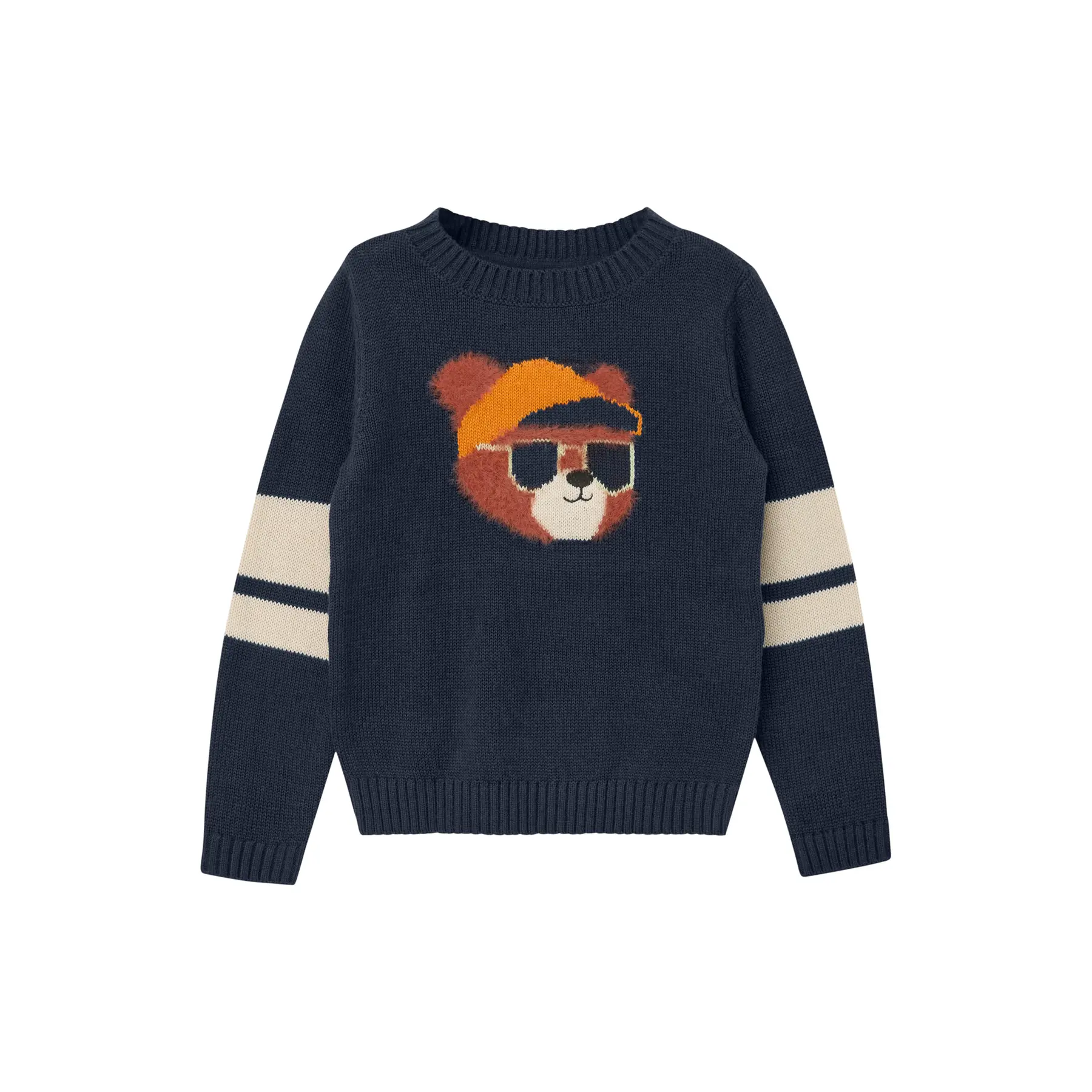 Pull en maille avec rayures contrastées et intarsia en peluche enfant s.Oliver Pull en maille avec rayures contrastées et intarsia en peluche enfant s.Oliver