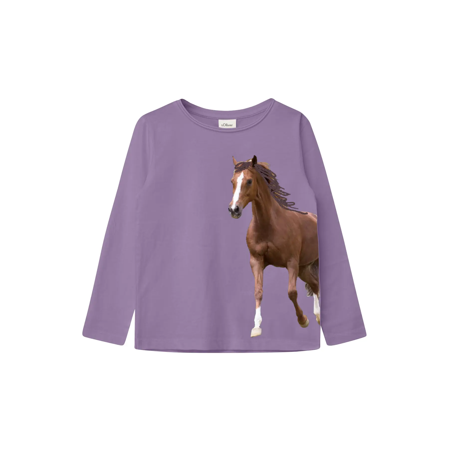 Langarm-T-Shirt mit Pferdedruck und Pailletten für Mädchen s.Oliver