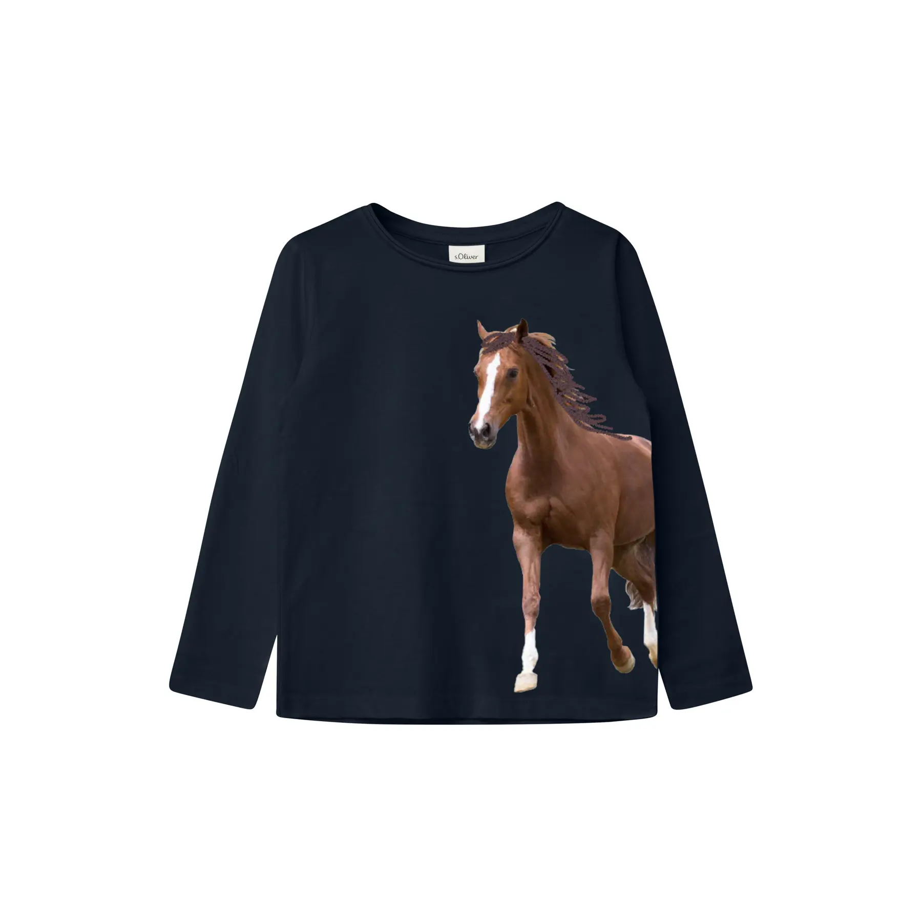 Langarm-T-Shirt mit Pferdedruck und Pailletten für Mädchen s.Oliver