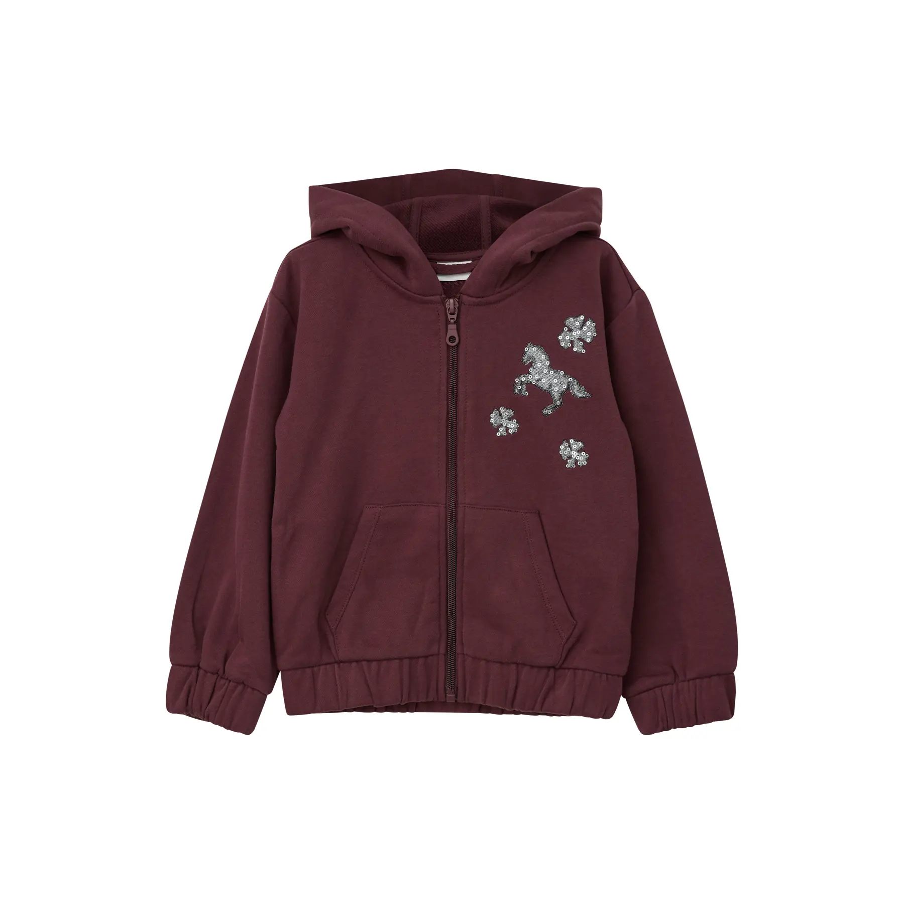 Felpa con cappuccio zippato con bordo elasticizzato, ricami e paillettes ragazza s.Oliver
