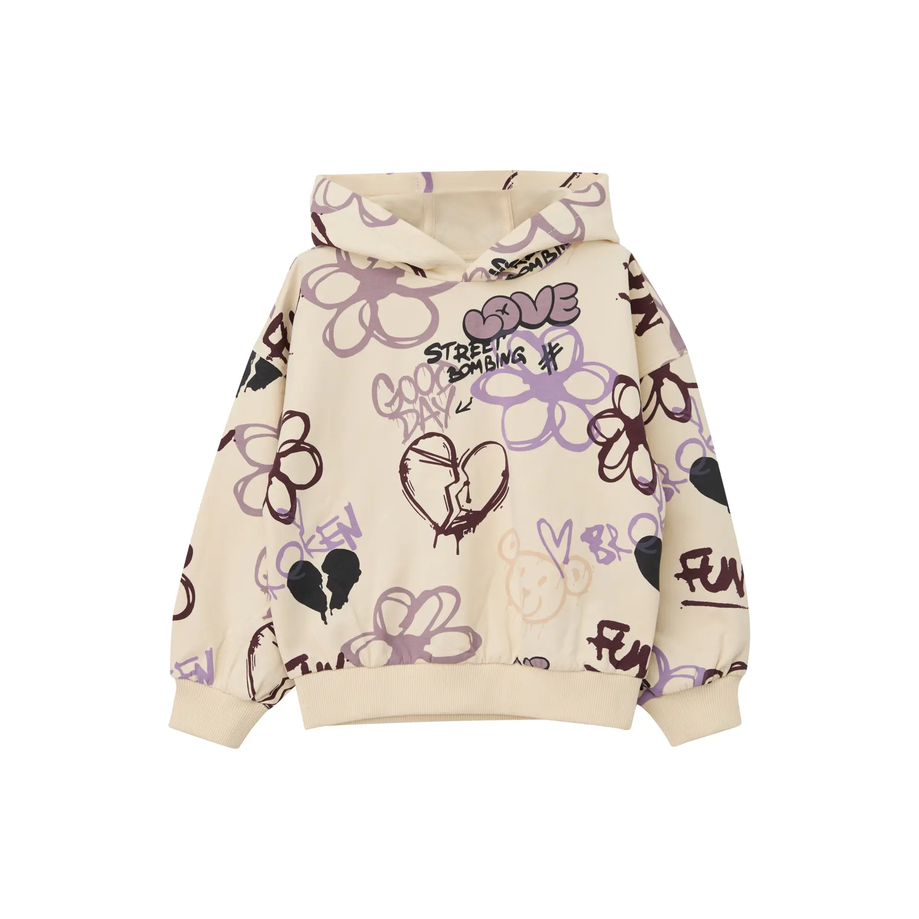 Sweatshirt à capuche avec imprimé all-over style graffiti fille s.Oliver Sweatshirt à capuche avec imprimé all-over style graffiti fille s.Oliver